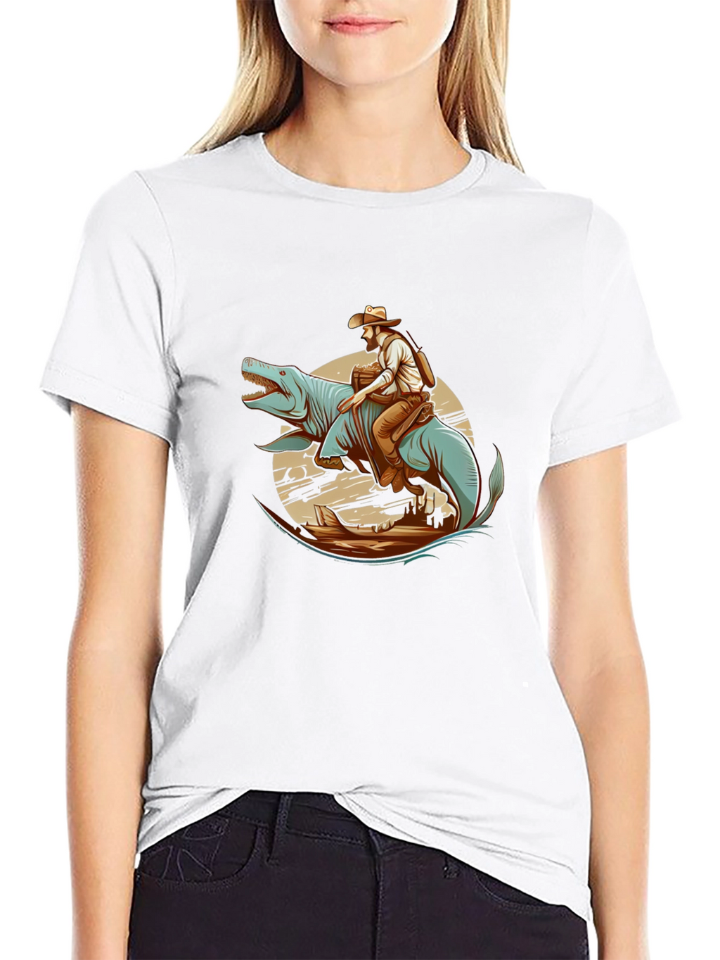 Dino Cowboy Graphic Tee - Western Fun