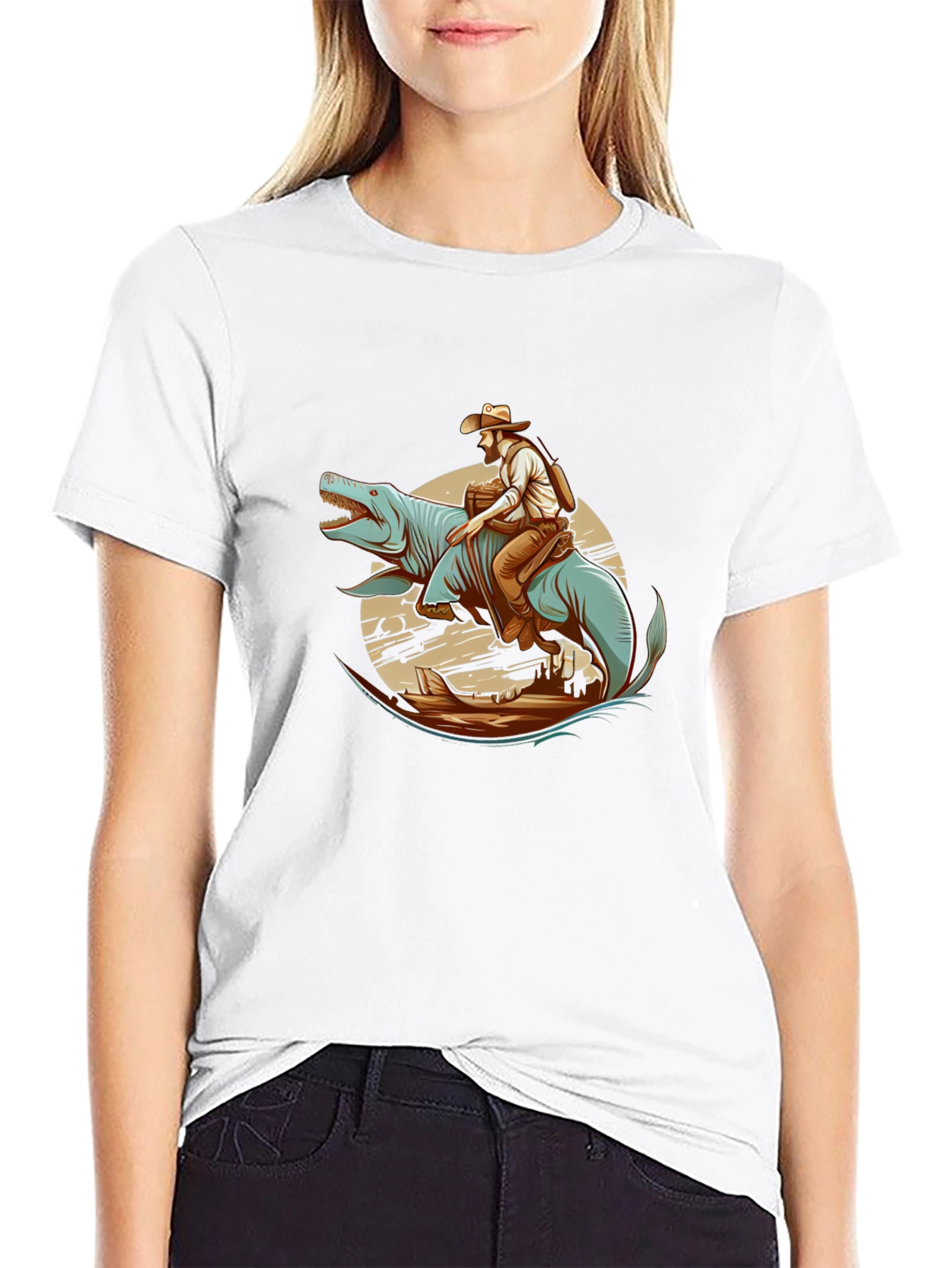 Dino Cowboy Graphic Tee - Western Fun