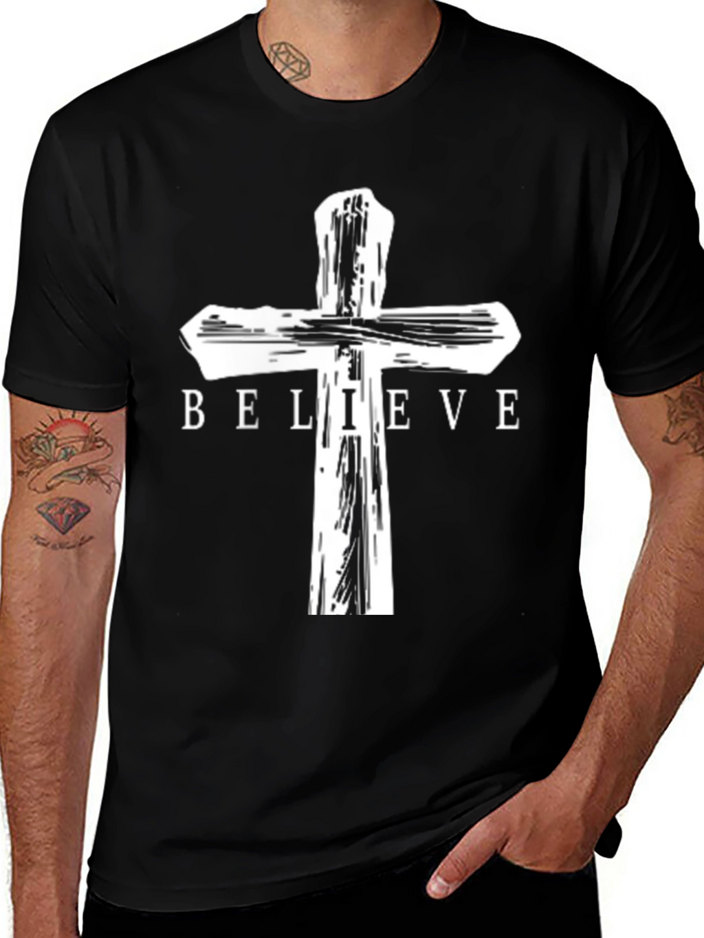 Believe Cross Graphic Tee - Christian Apparel