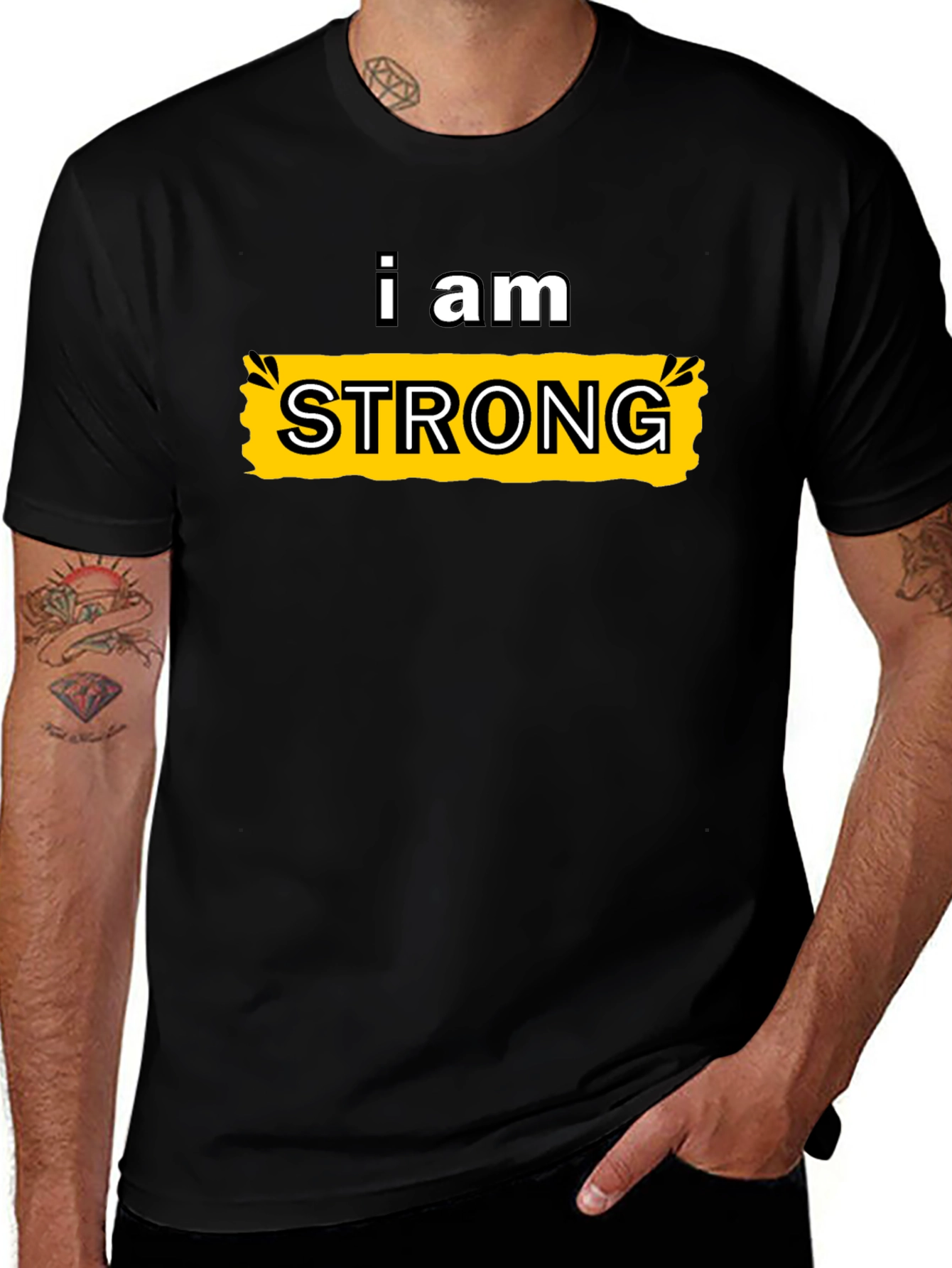 I Am Strong Graphic Tee - Black Cotton