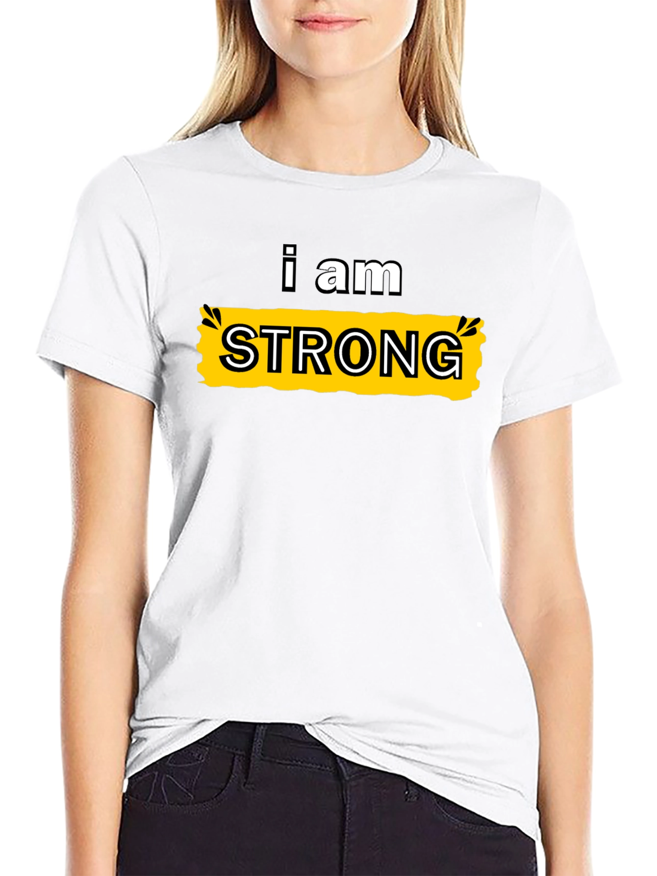I Am Strong Graphic Tee - Black Cotton