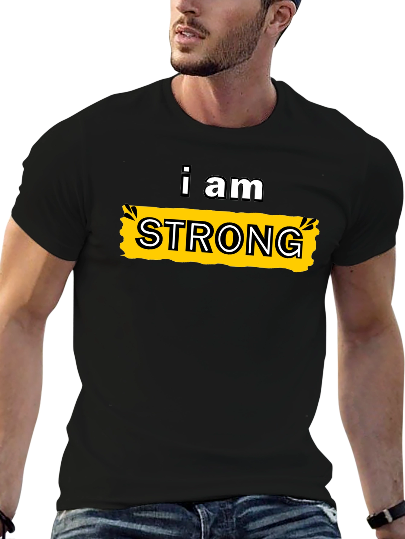 I Am Strong Graphic Tee - Black Cotton