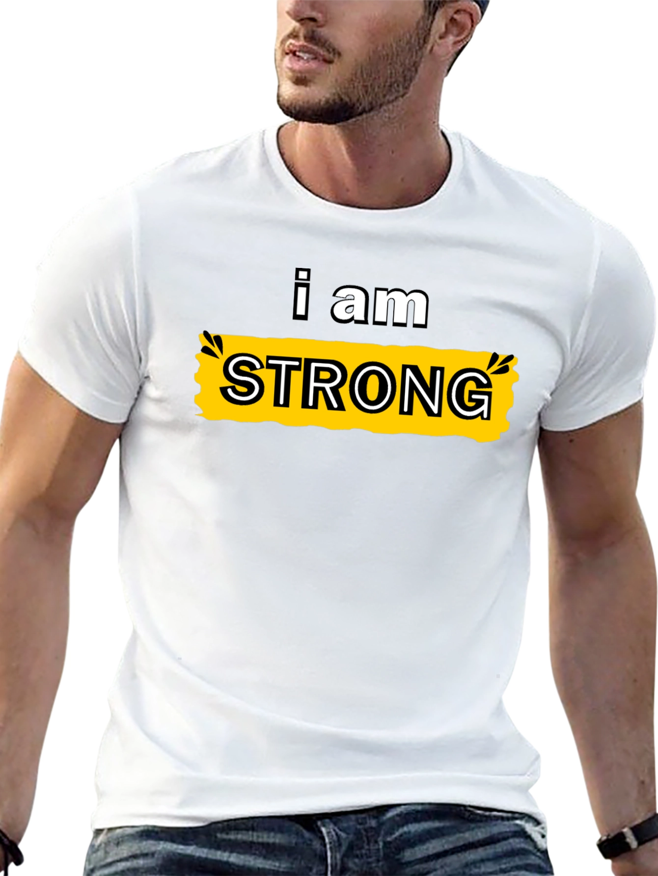 I Am Strong Graphic Tee - Black Cotton