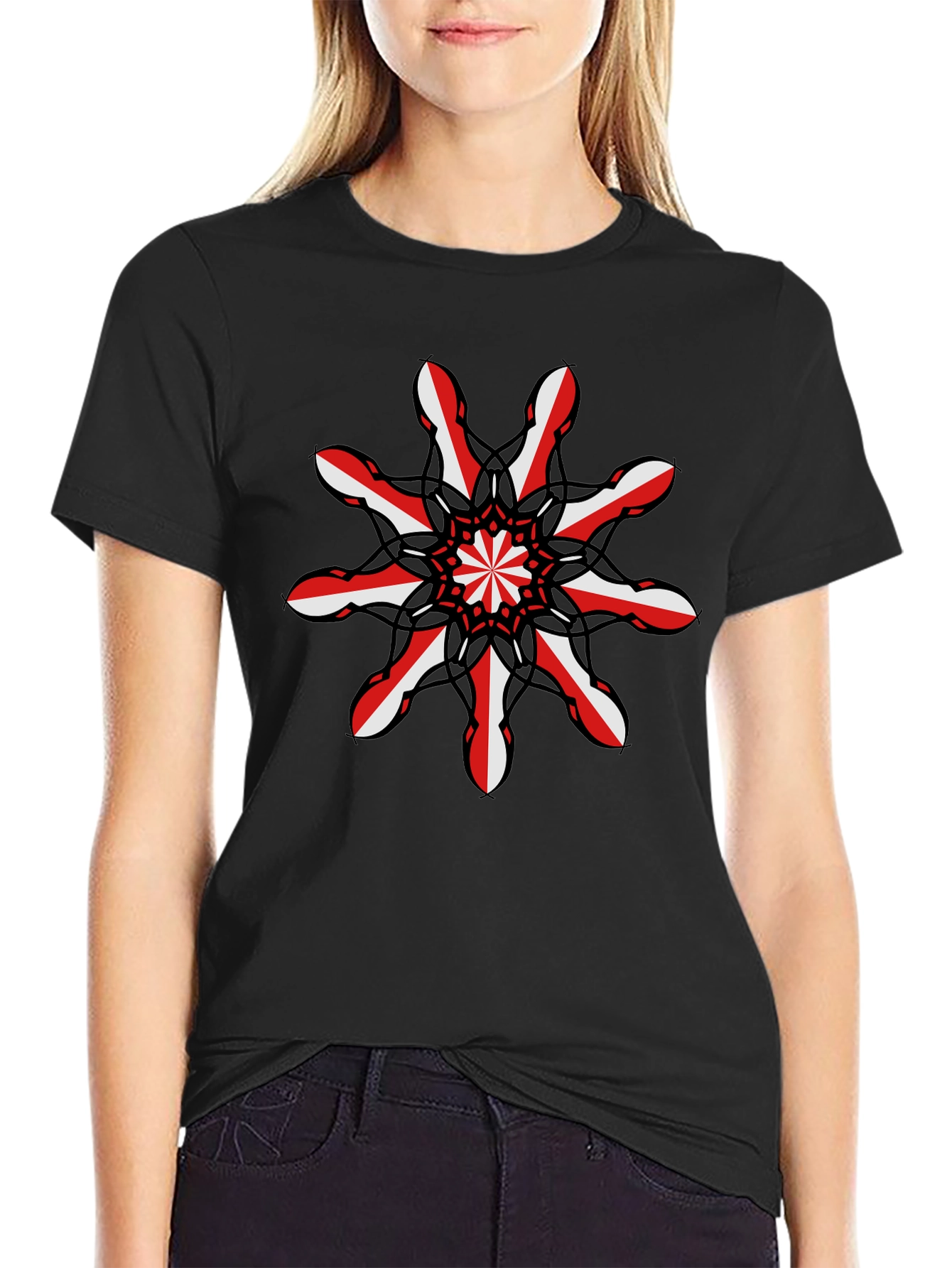 Abstract Mandala Graphic Tee - Stylish Black T-Shirt
