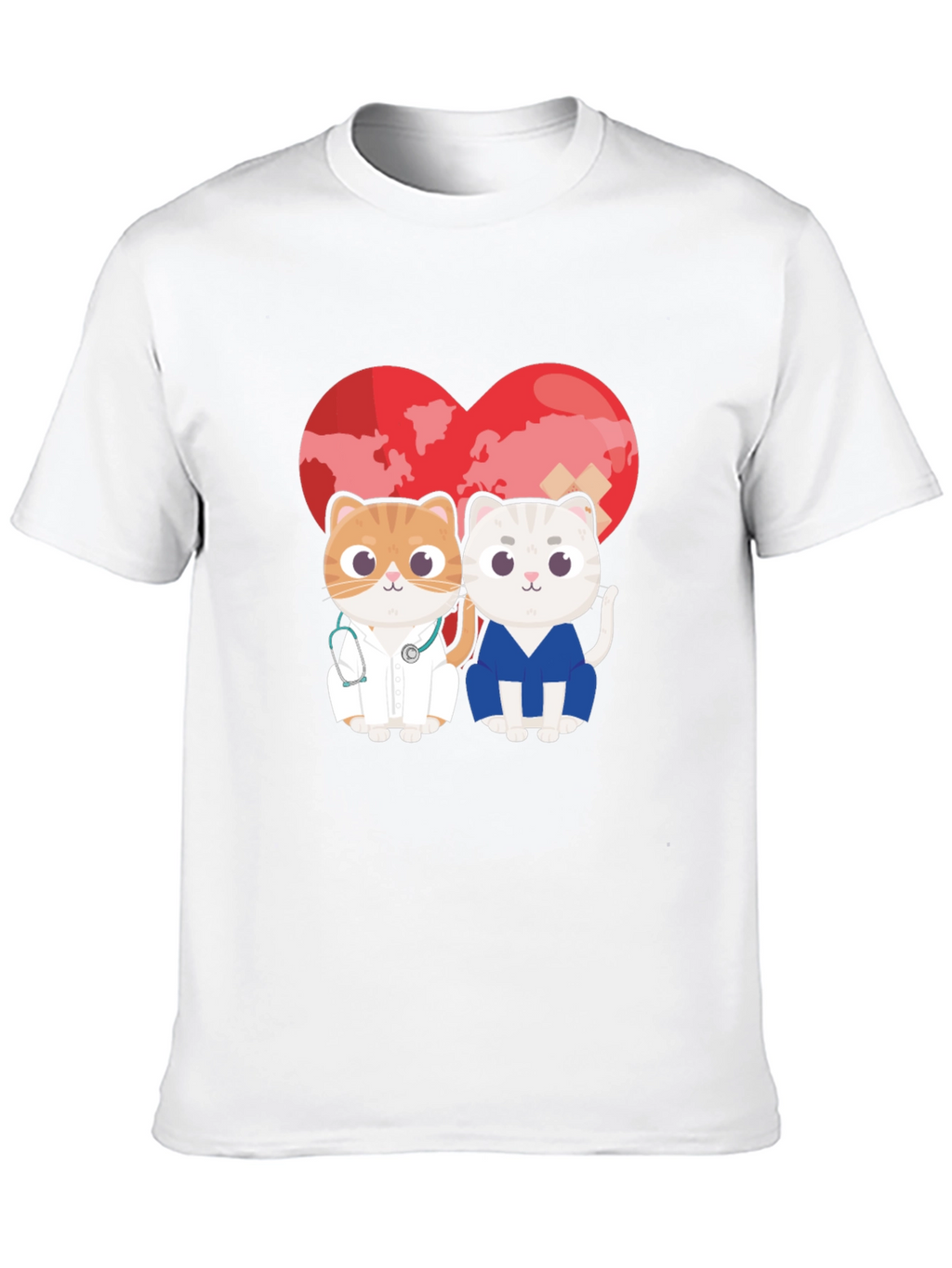 Doctor Cat T-Shirt - Heart Graphic