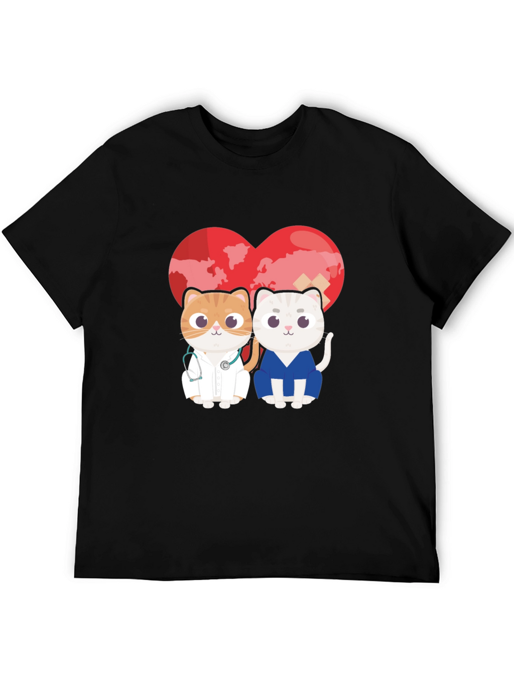 Doctor Cat T-Shirt - Heart Graphic