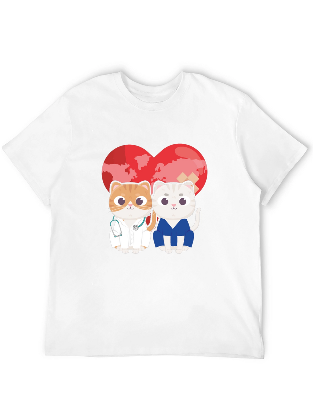 Doctor Cat T-Shirt - Heart Graphic