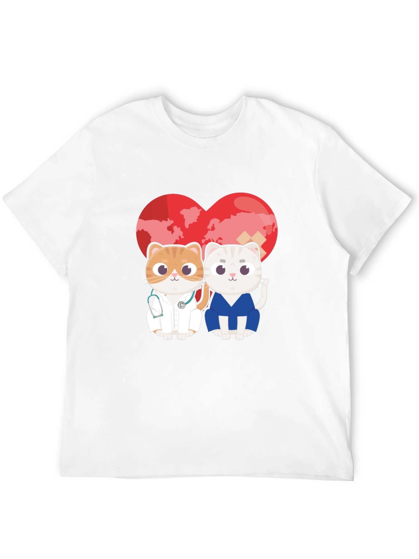 Doctor Cat T-Shirt - Heart Graphic
