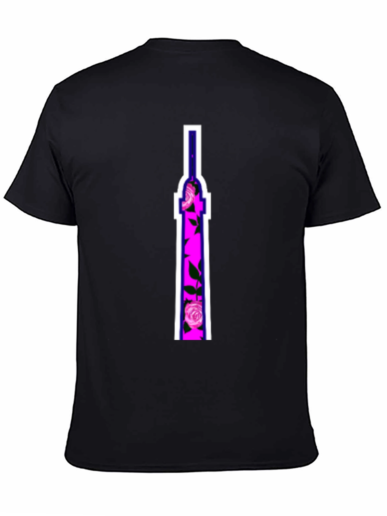 Floral Tower Graphic Tee - Black Cotton T-Shirt