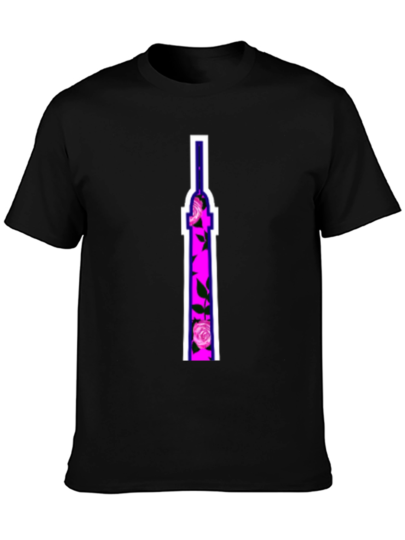 Floral Tower Graphic Tee - Black Cotton T-Shirt