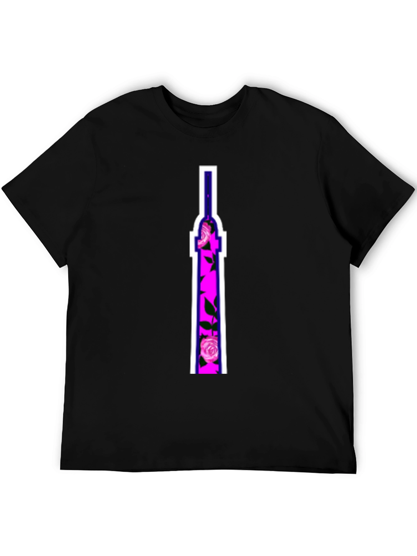 Floral Tower Graphic Tee - Black Cotton T-Shirt