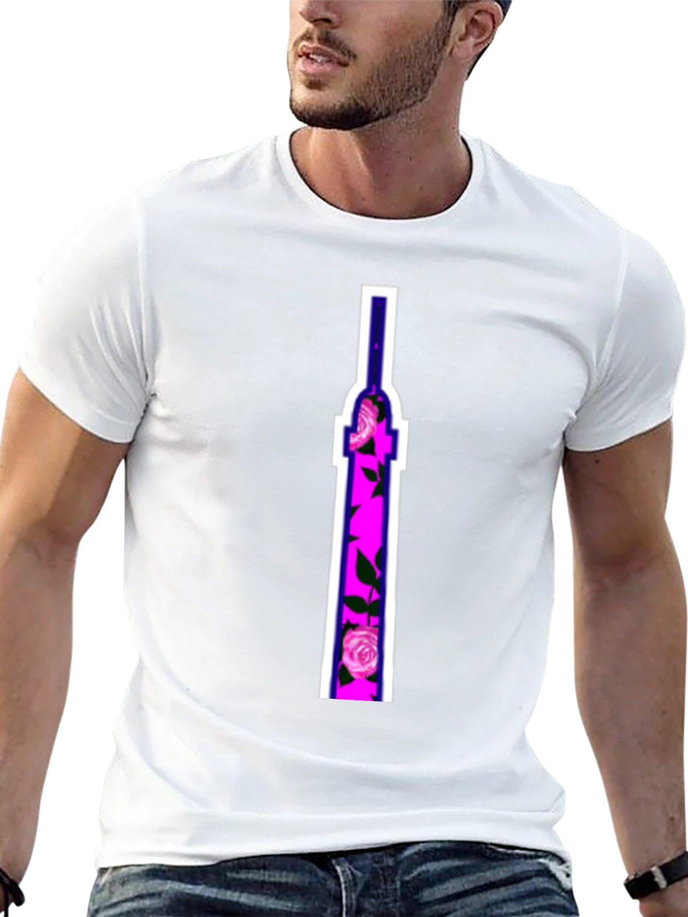 Floral Tower Graphic Tee - Black Cotton T-Shirt