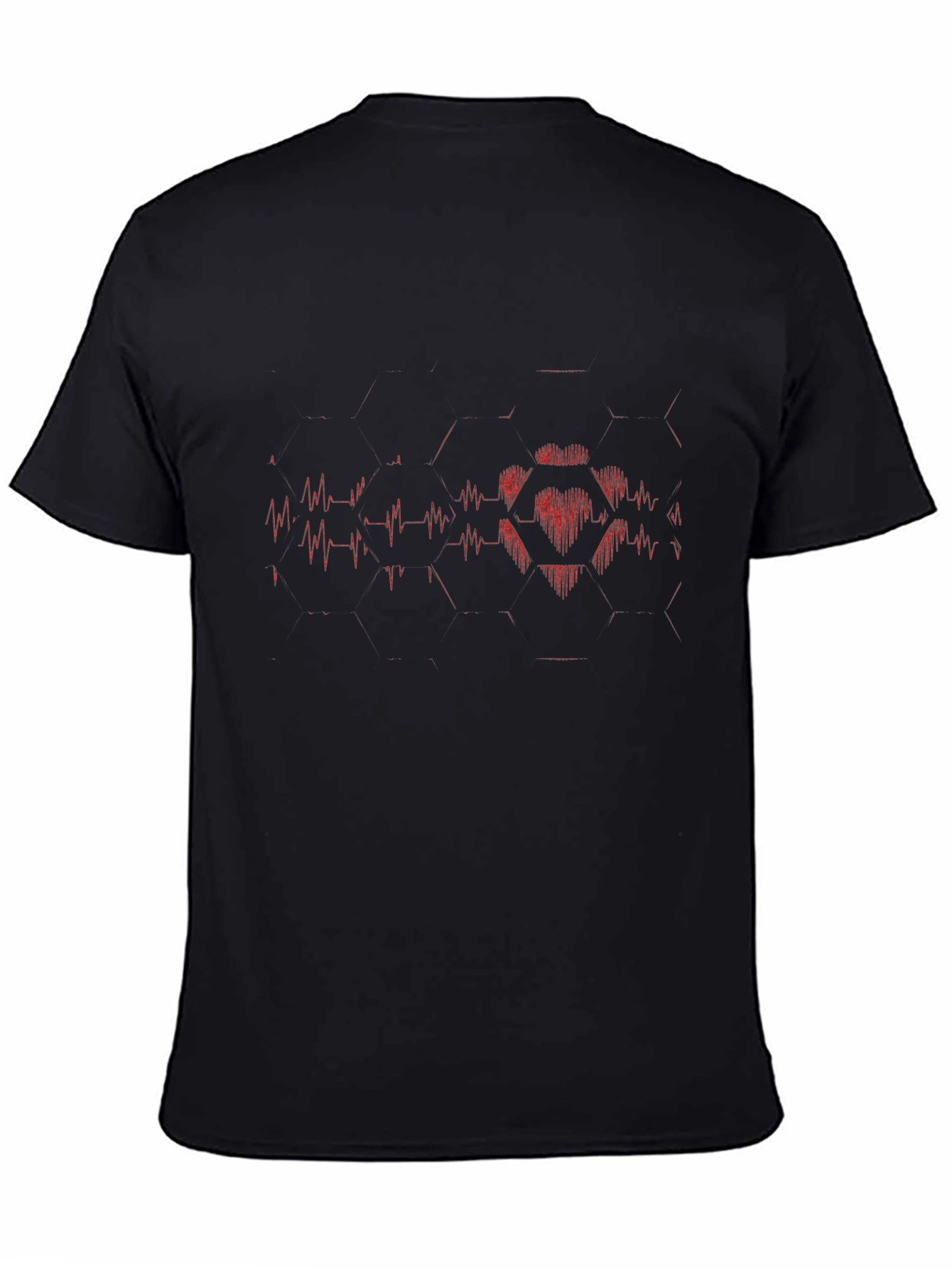 Heartbeat Hex Graphic Tee - Stylish Black Cotton Shirt