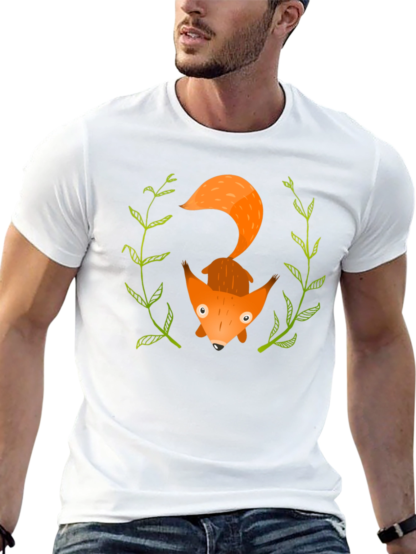 Cute Fox Graphic Tee - Mens Black T-Shirt