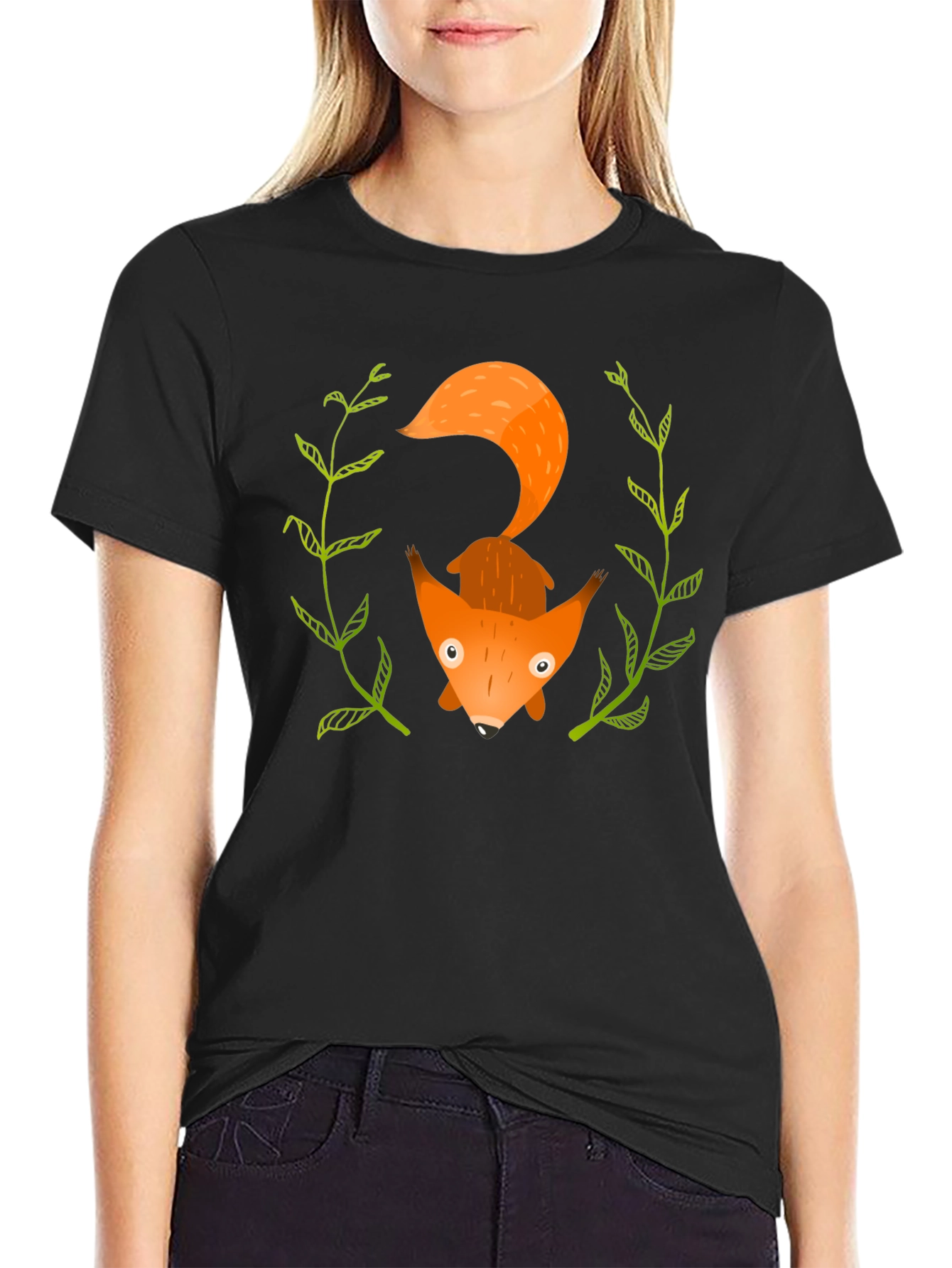 Cute Fox Graphic Tee - Mens Black T-Shirt