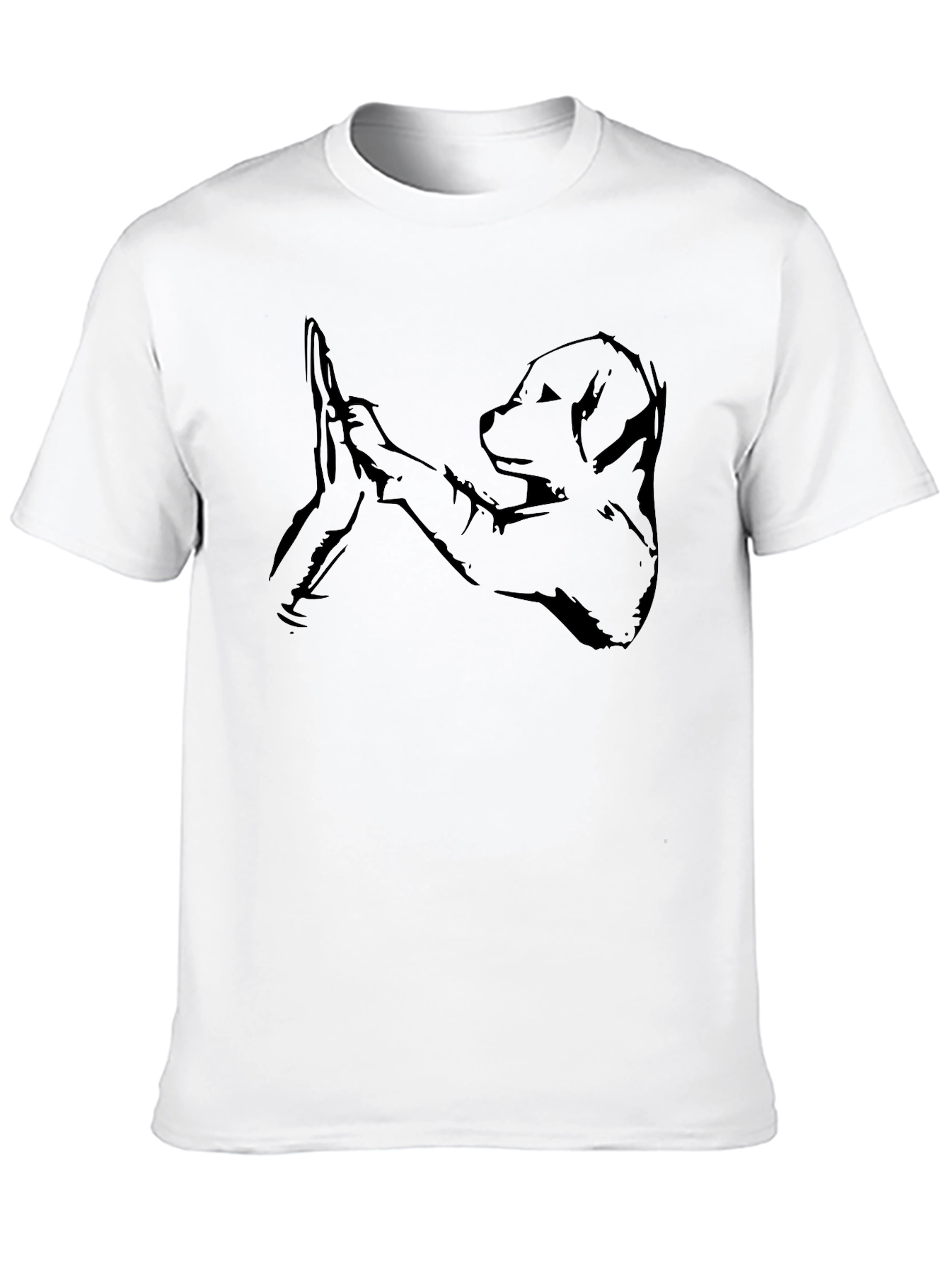 Dog High Five Graphic Tee - Soft Black Cotton