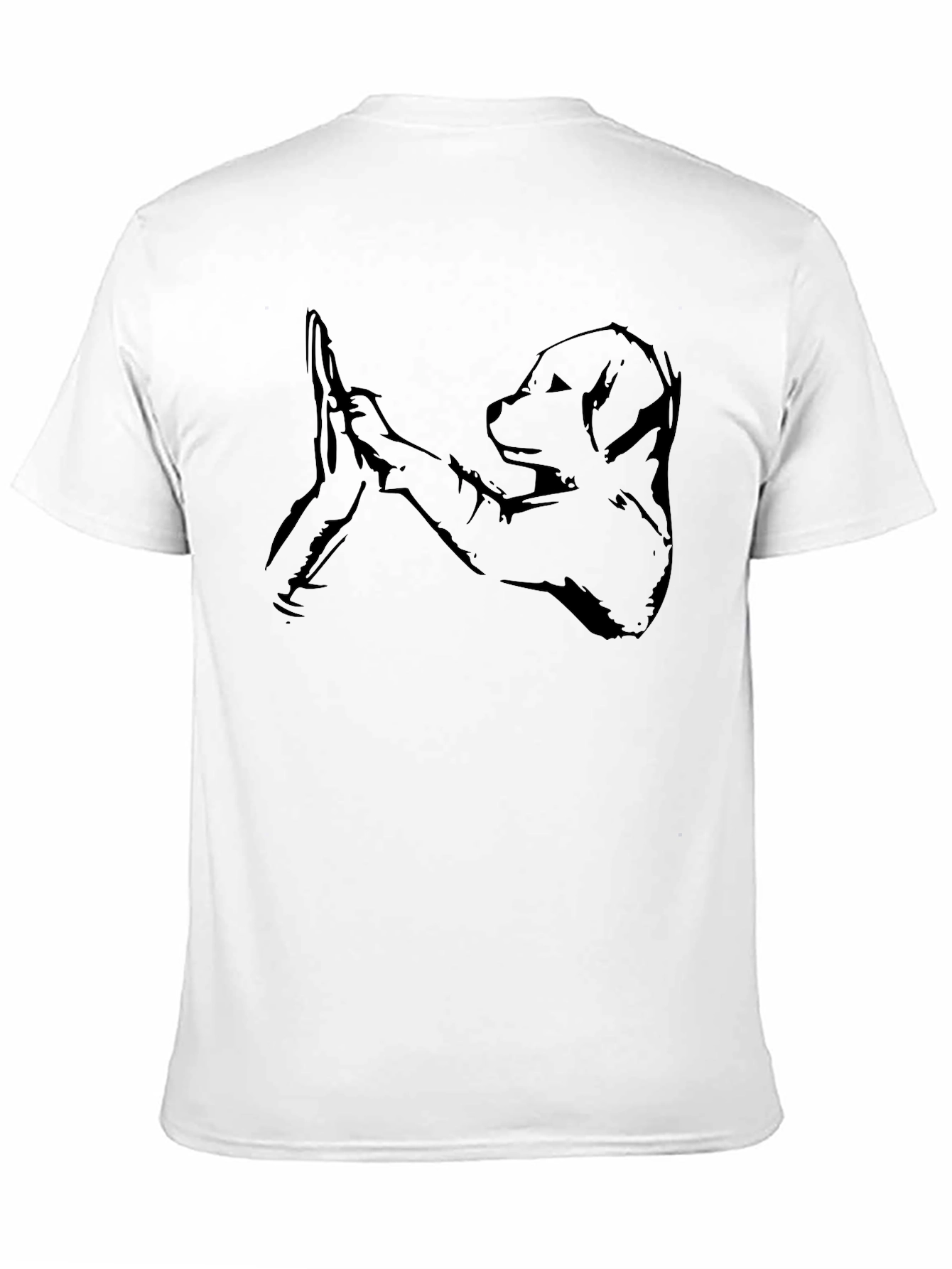 Dog High Five Graphic Tee - Soft Black Cotton