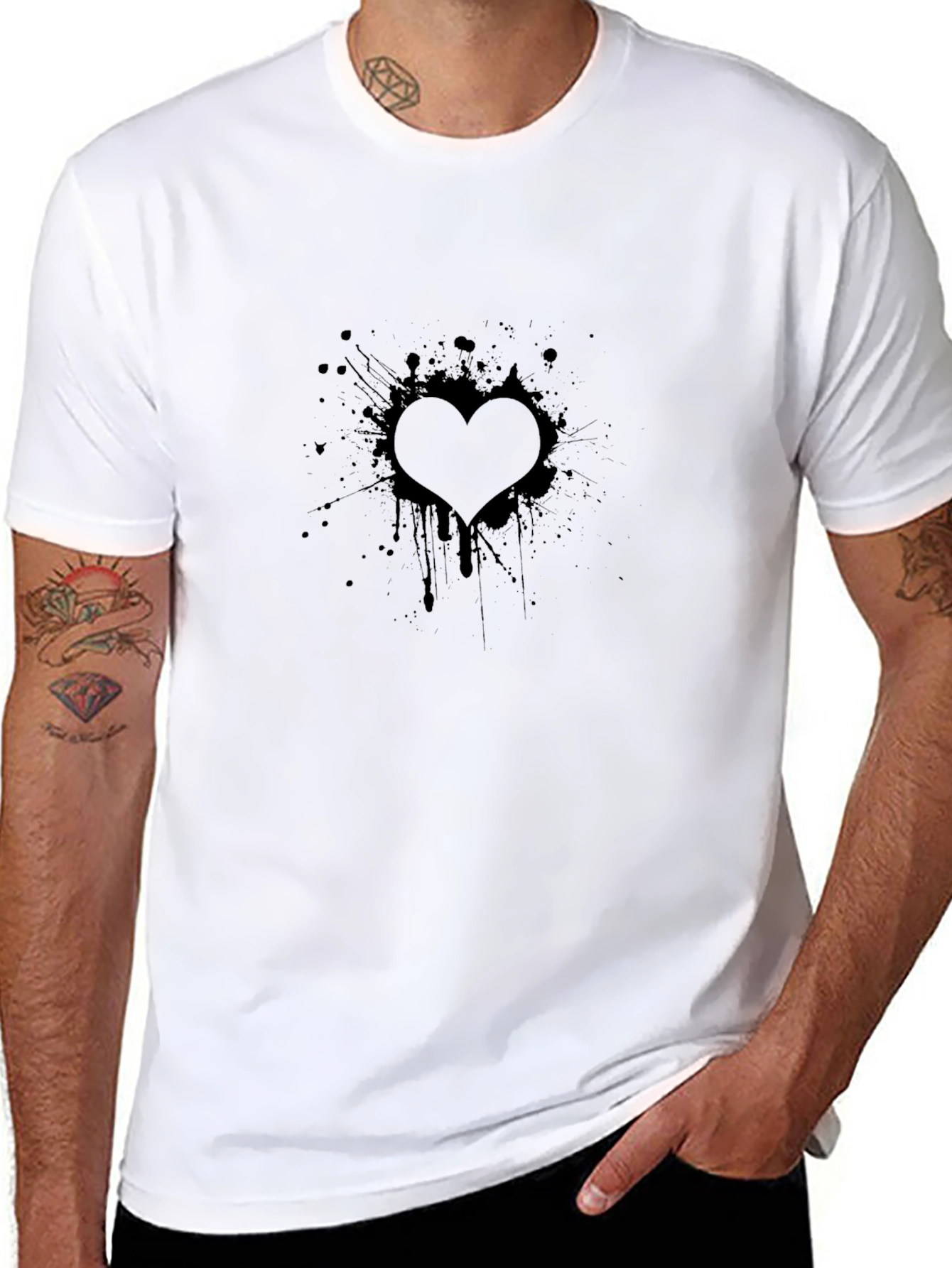 Heart Splash Black T-Shirt