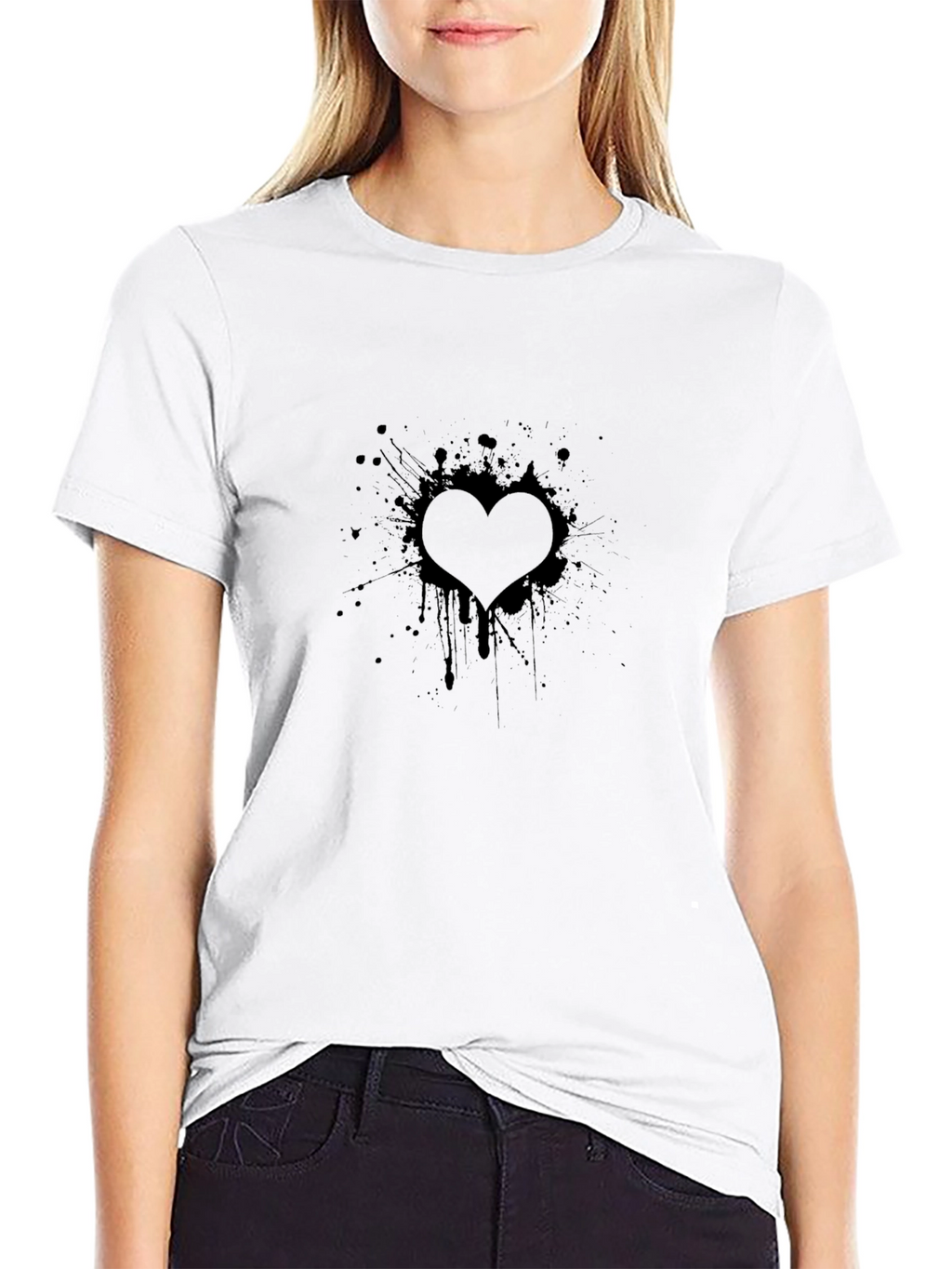Heart Splash Black T-Shirt