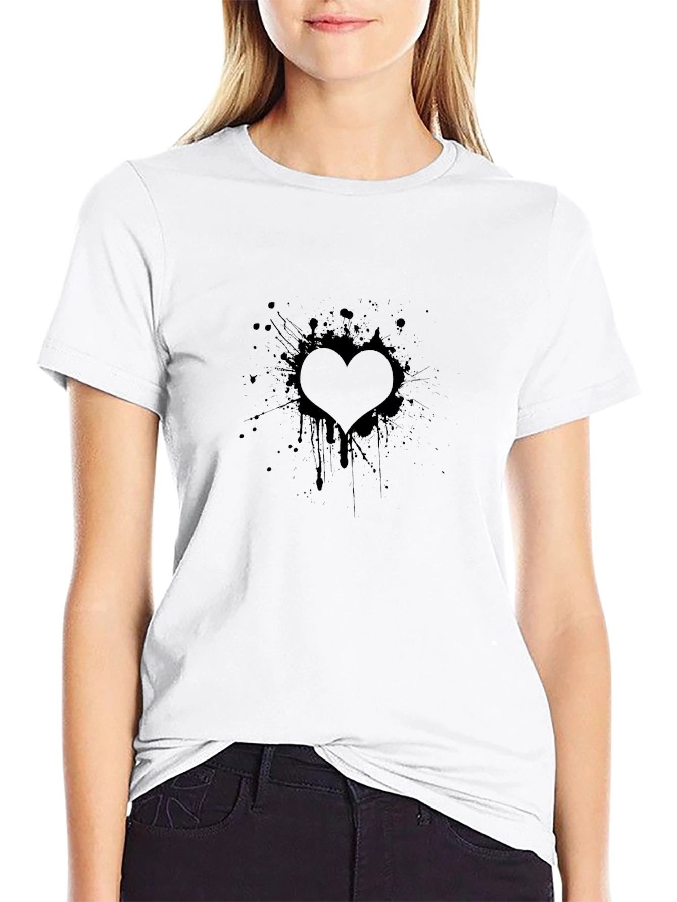 Heart Splash Black T-Shirt
