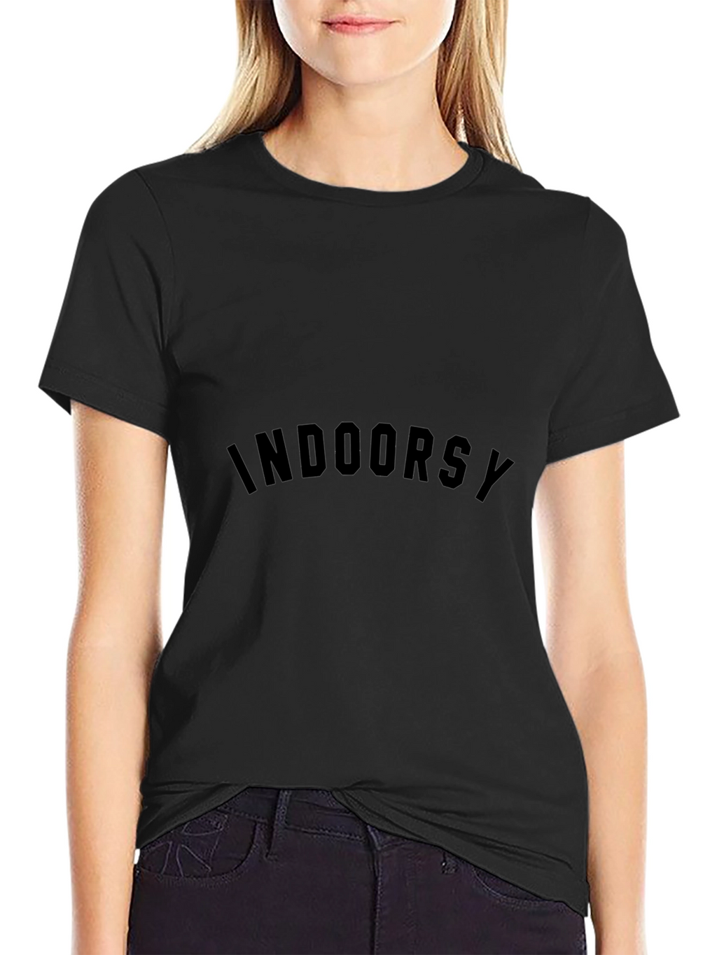 Indoorsy Black Crewneck T-Shirt