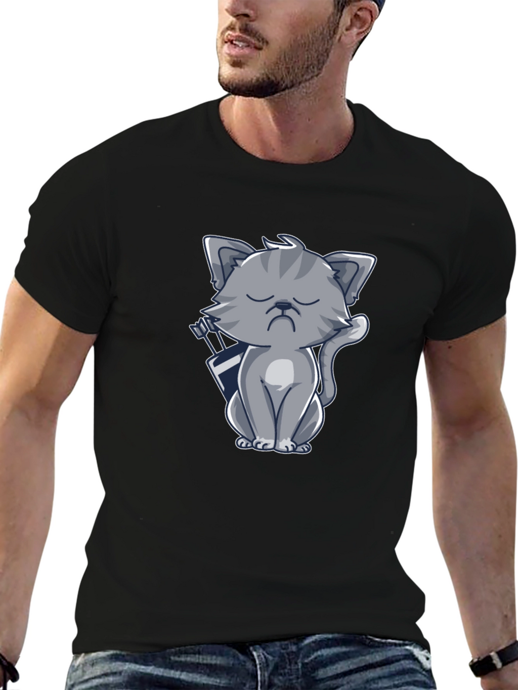 Archer Cat Graphic Tee - Black