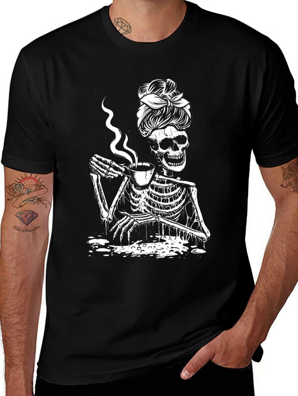 Coffee Skeleton T-Shirt - Funny Graphic Tee
