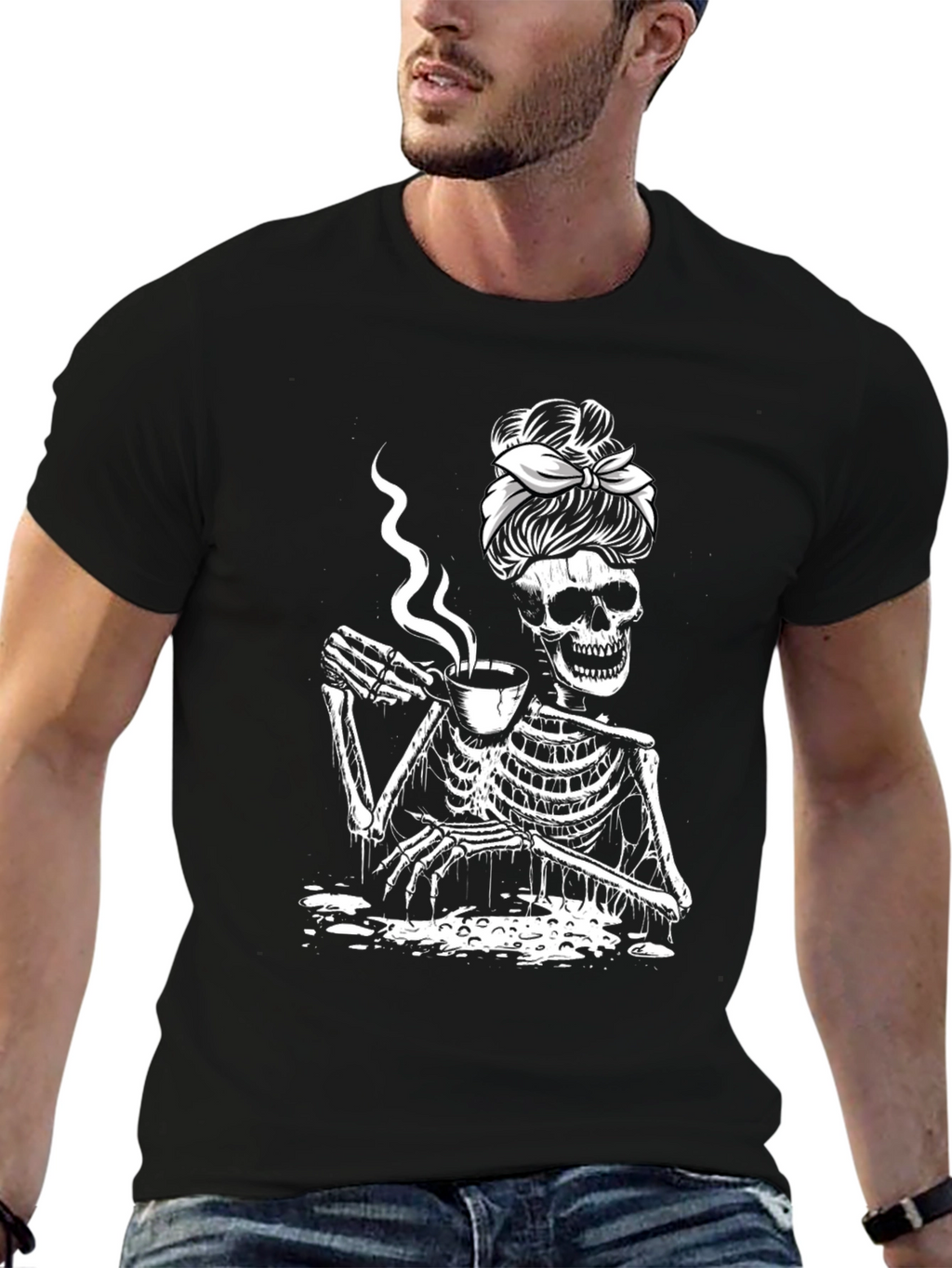 Coffee Skeleton T-Shirt - Funny Graphic Tee