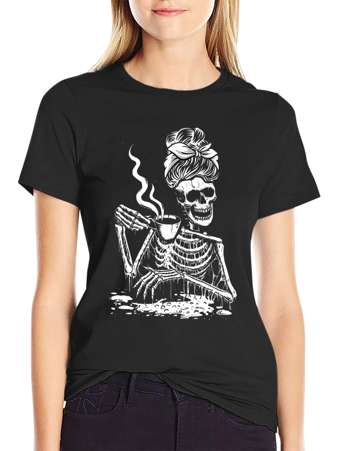 Coffee Skeleton T-Shirt - Funny Graphic Tee