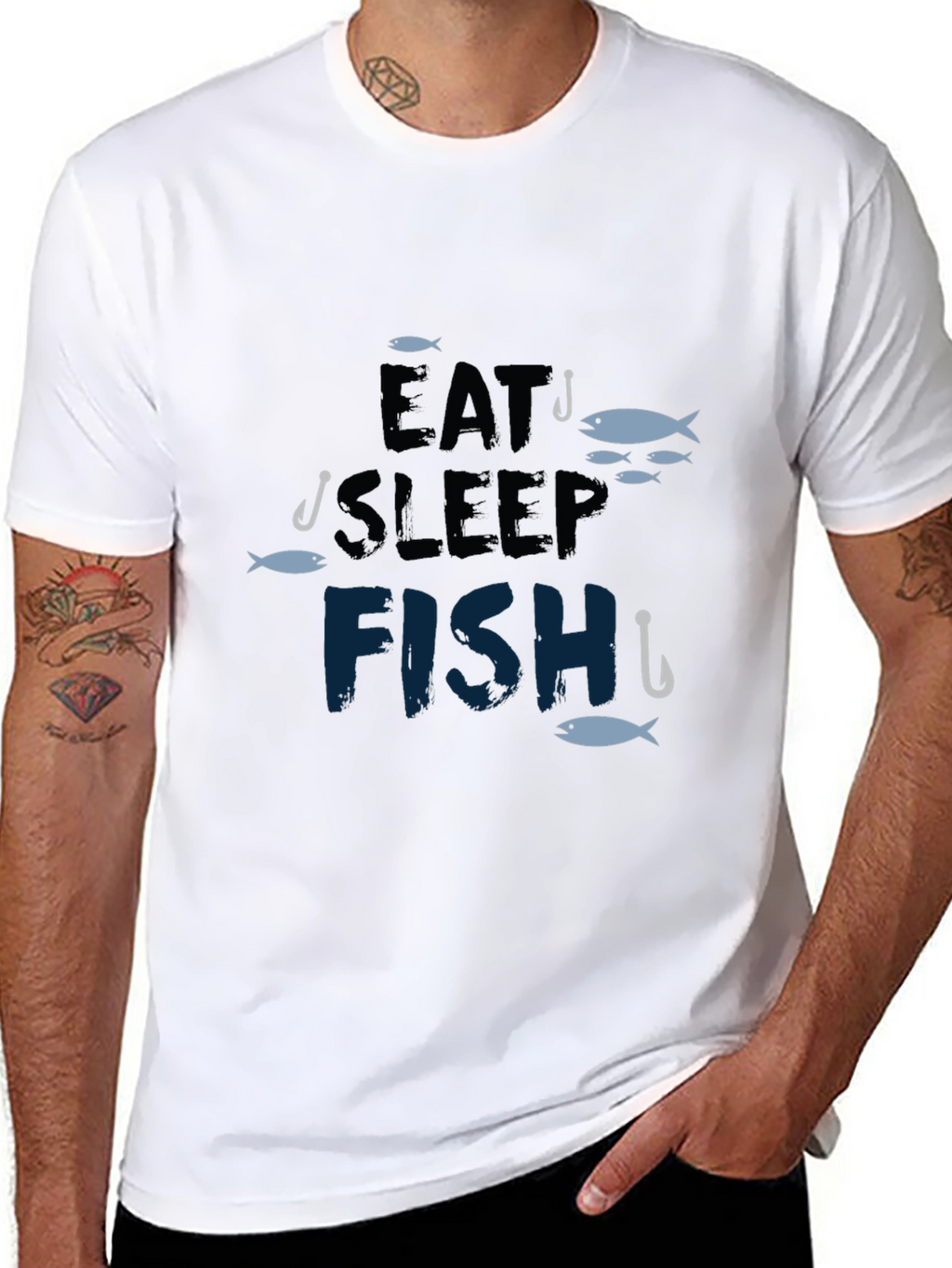 Eat Sleep Fish Black T-Shirt