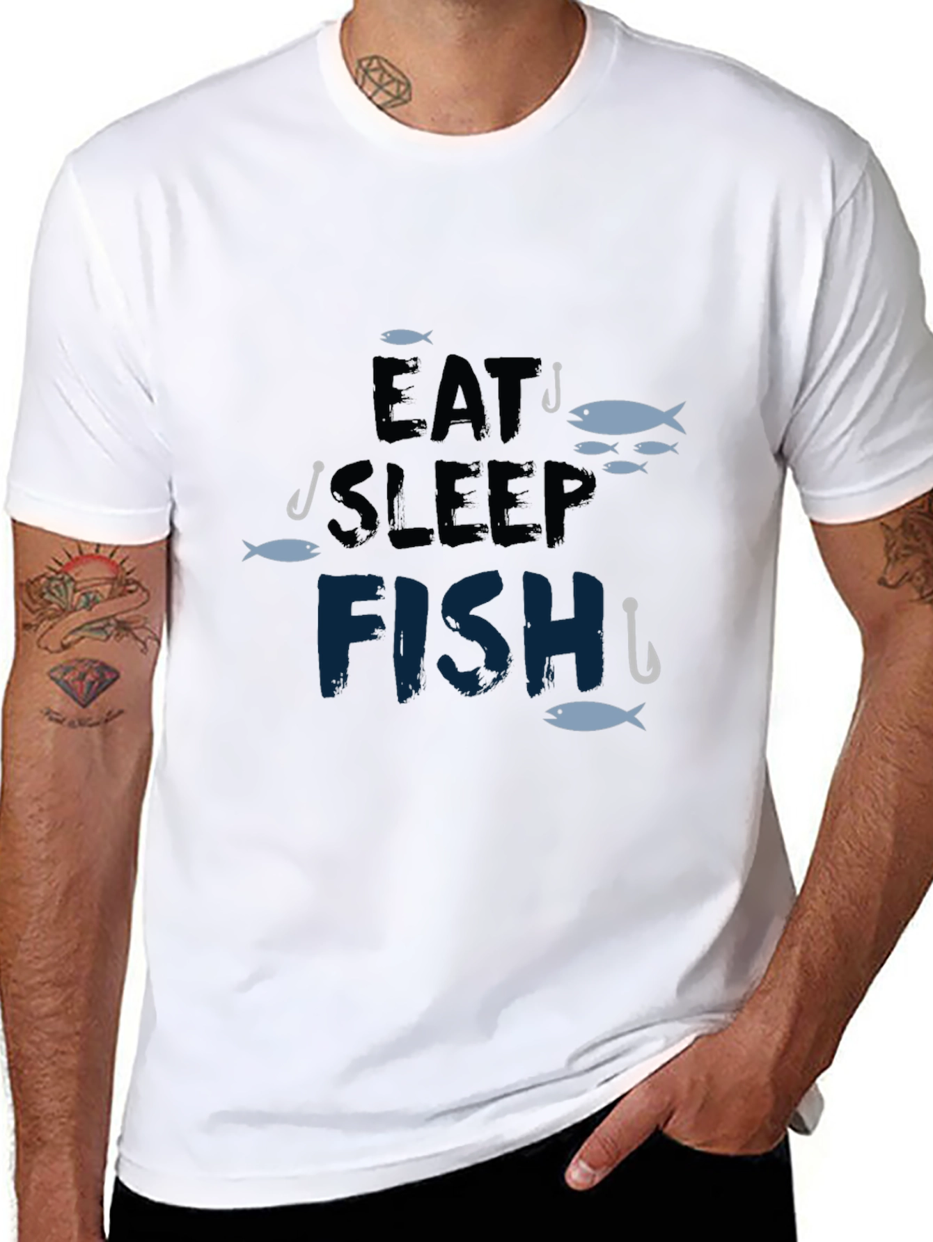 Eat Sleep Fish Black T-Shirt