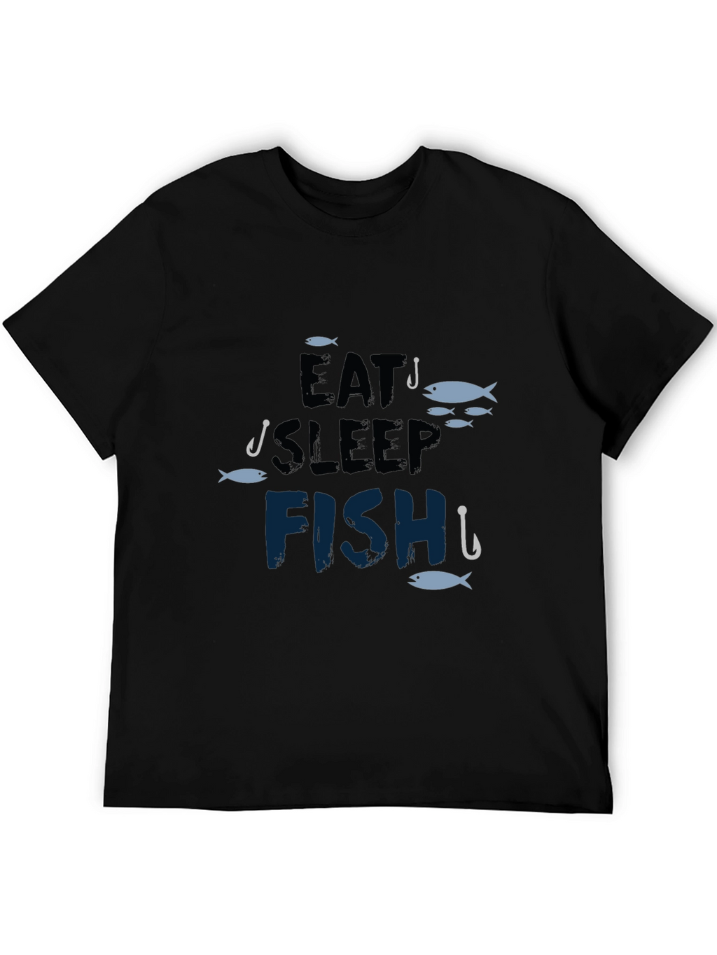 Eat Sleep Fish Black T-Shirt