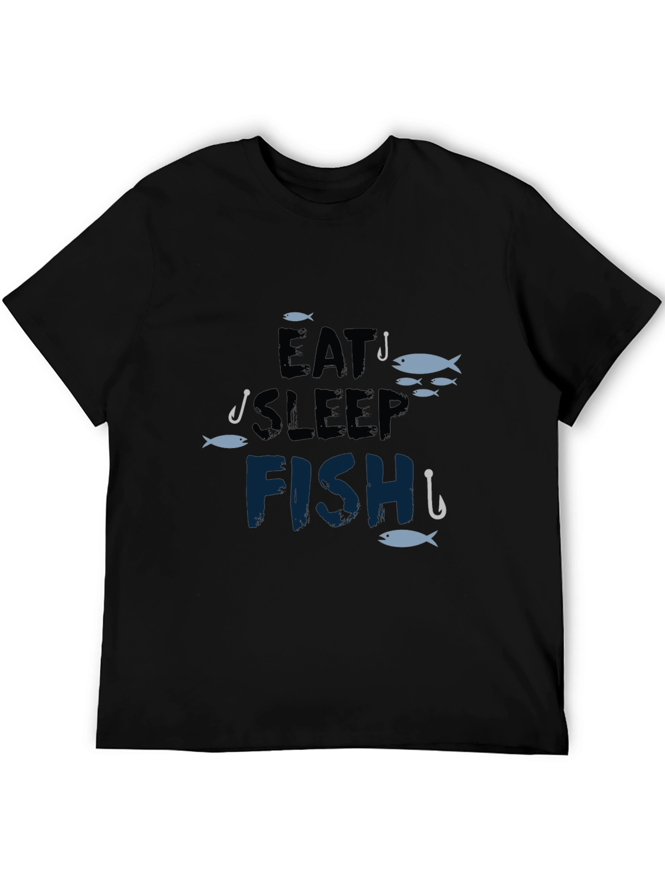 Eat Sleep Fish Black T-Shirt