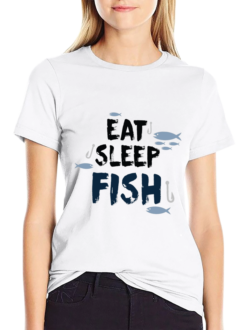 Eat Sleep Fish Black T-Shirt