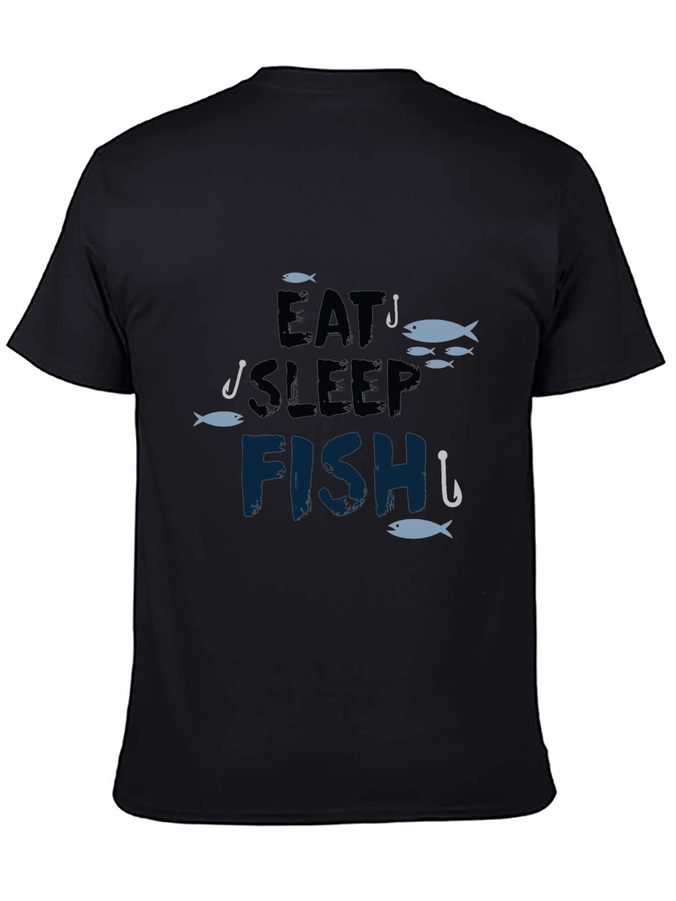 Eat Sleep Fish Black T-Shirt