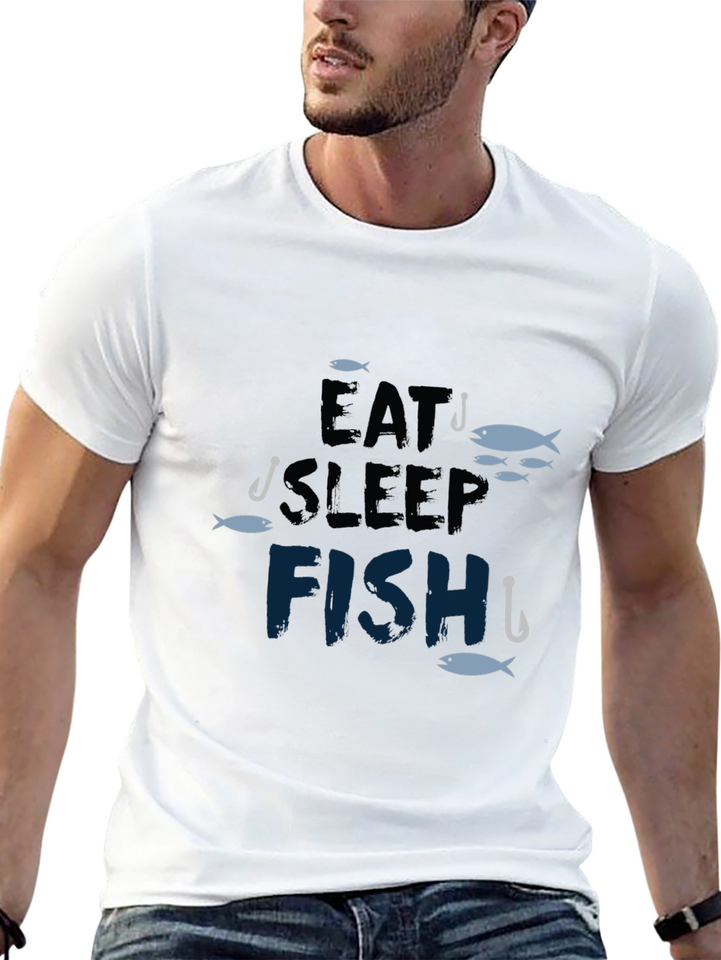 Eat Sleep Fish Black T-Shirt