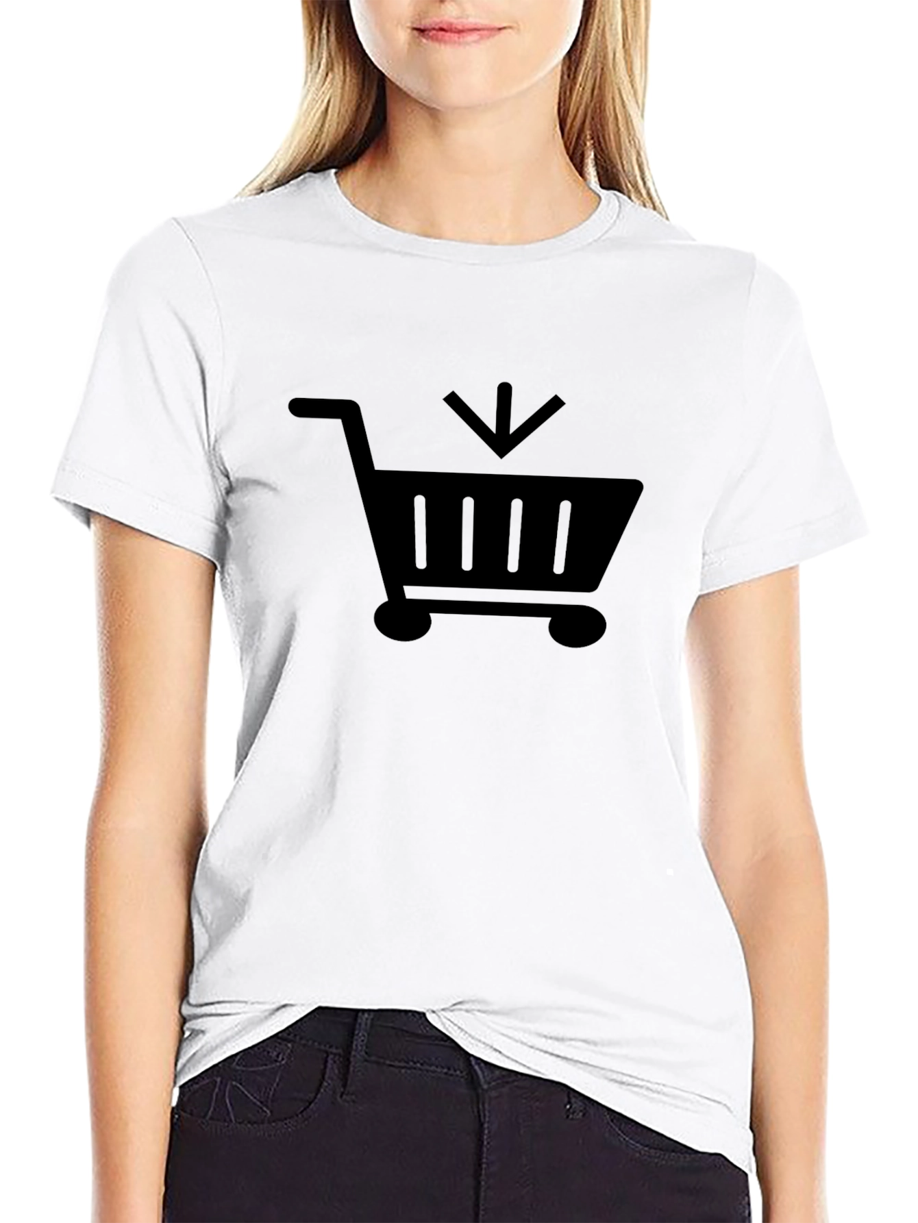 Black Shopping Cart Graphic T-Shirt