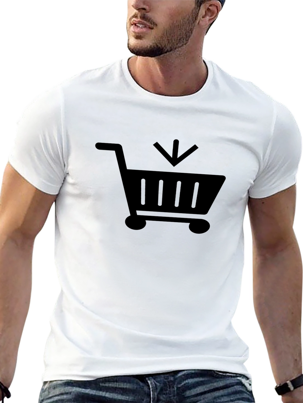 Black Shopping Cart Graphic T-Shirt