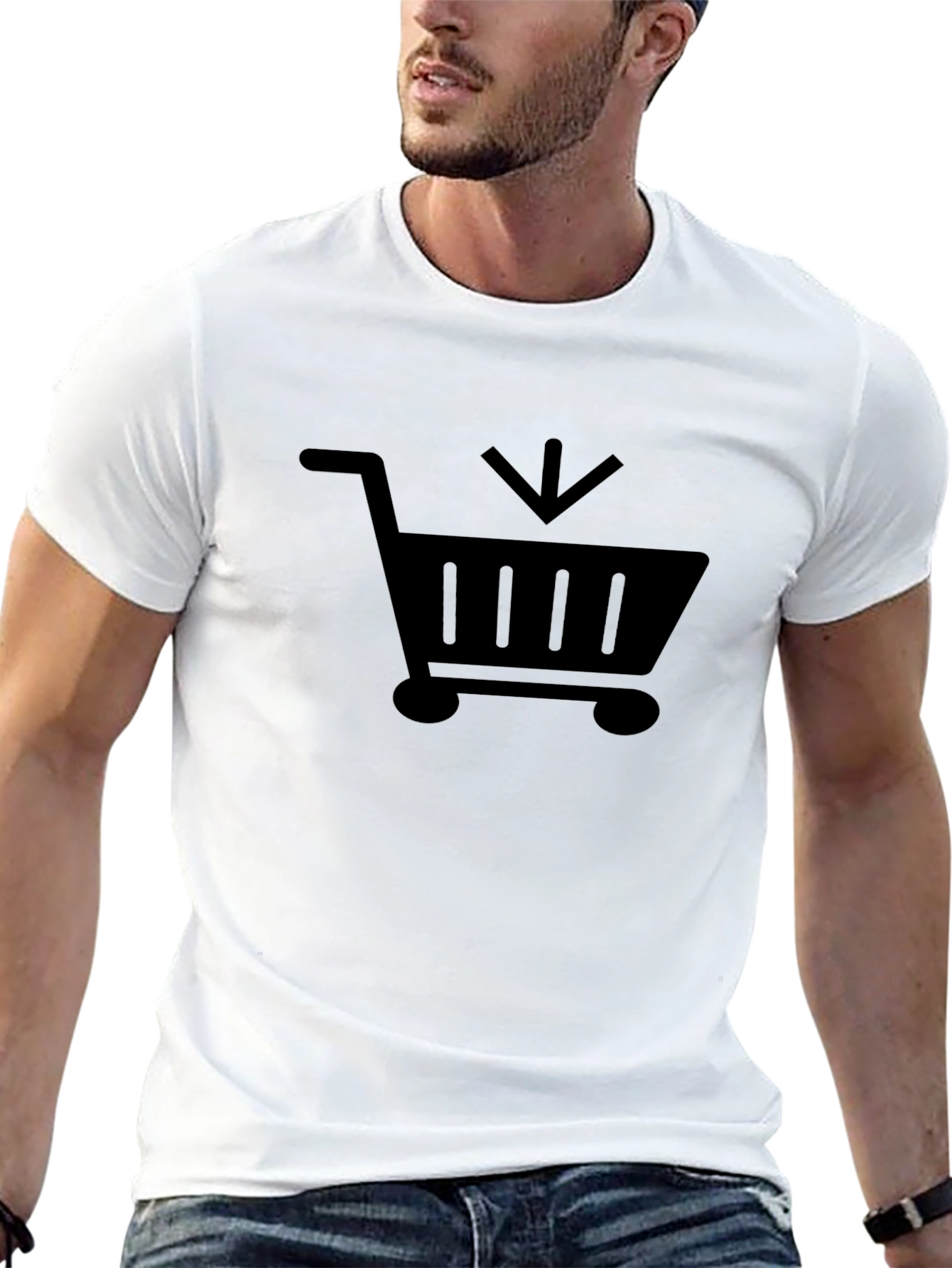 Black Shopping Cart Graphic T-Shirt