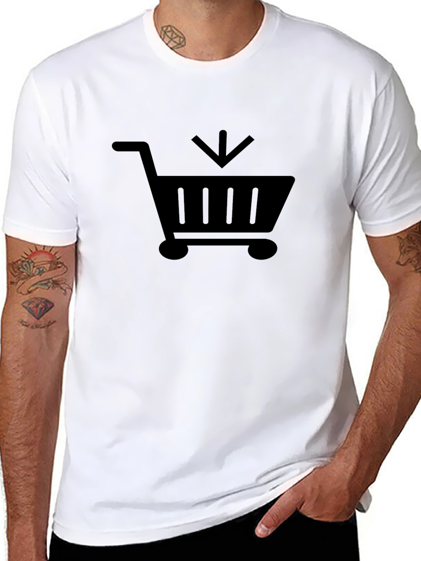 Black Shopping Cart Graphic T-Shirt