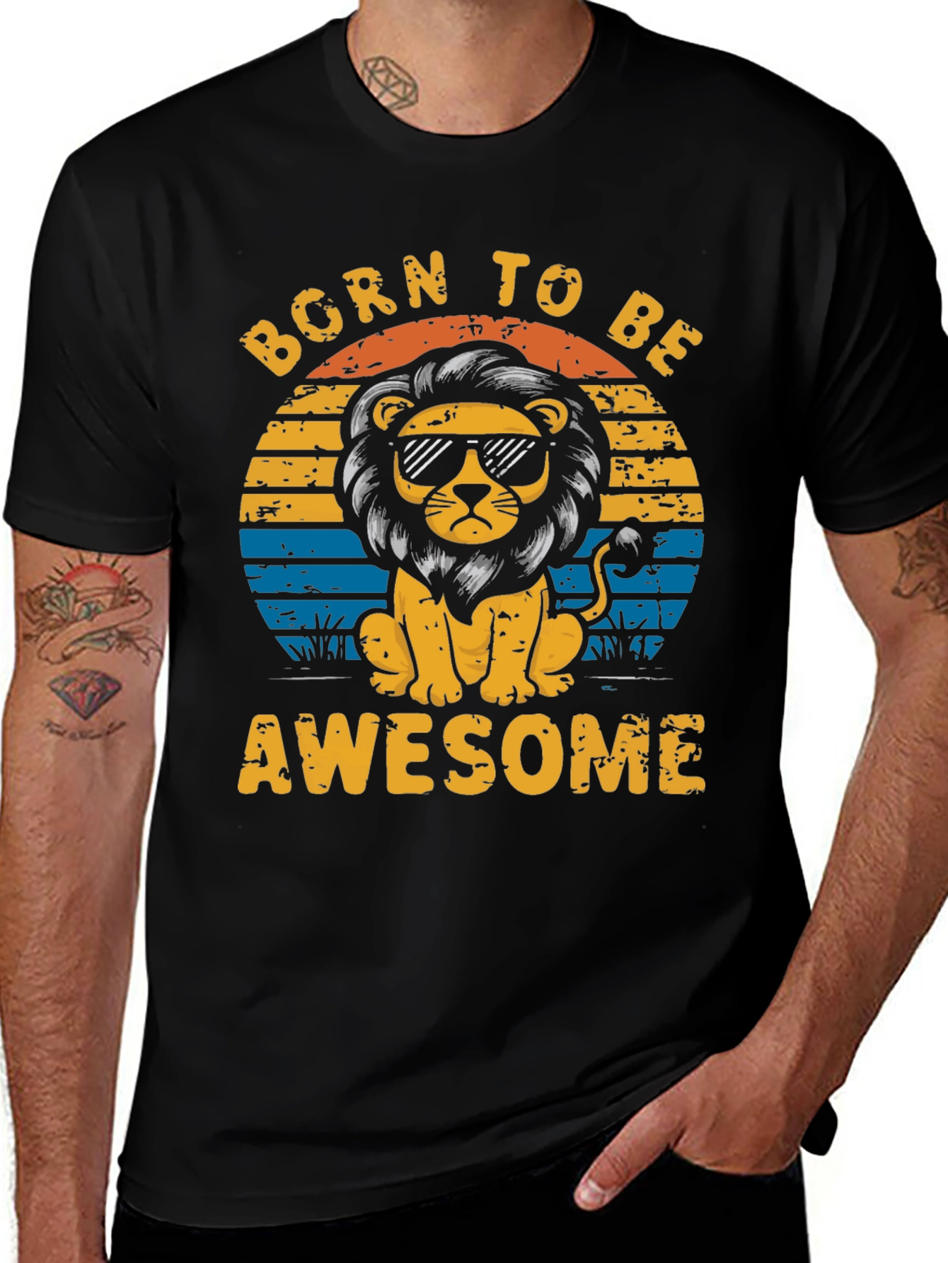 Born to Be Awesome Lion Graphic Tee