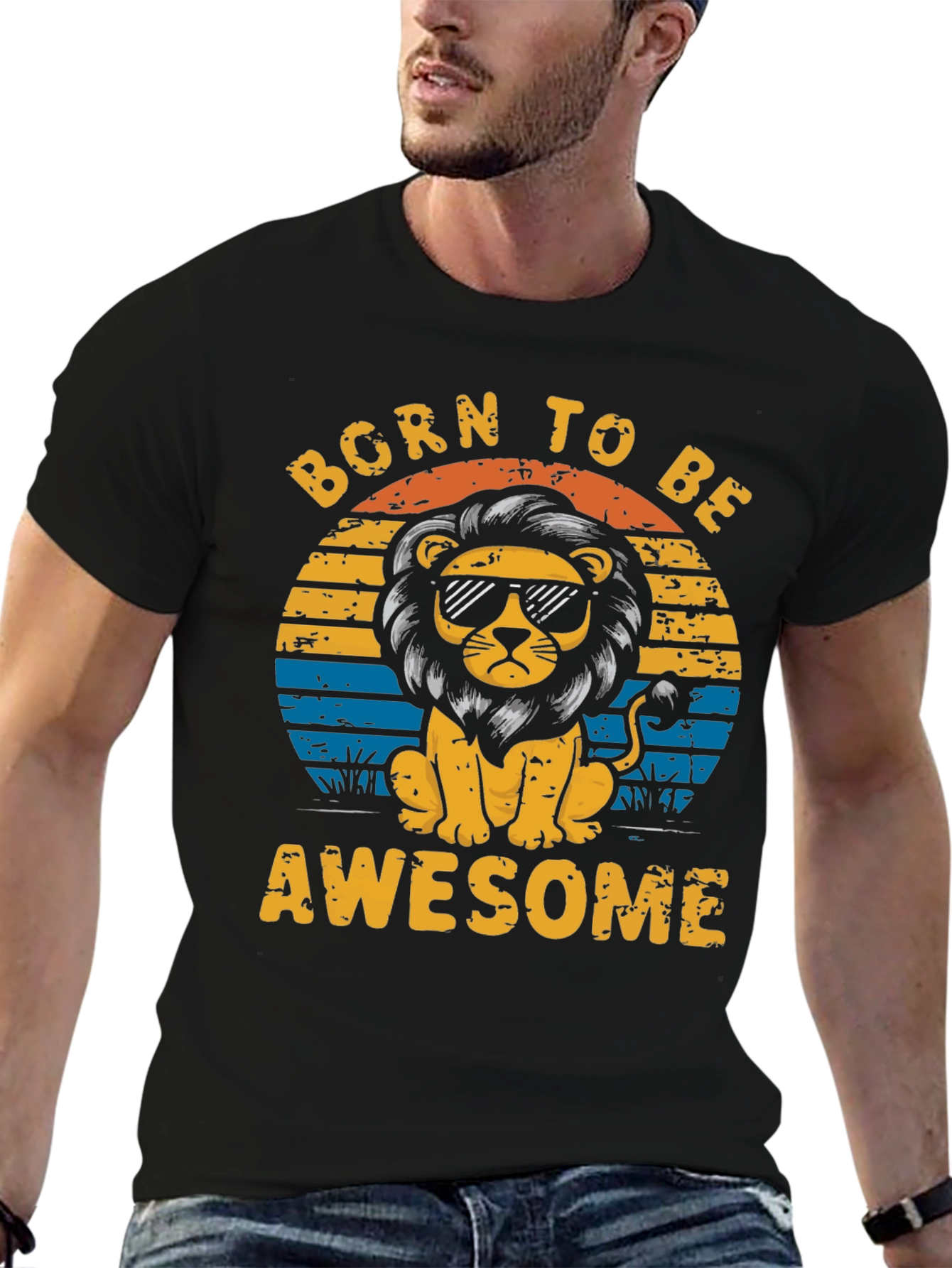 Born to Be Awesome Lion Graphic Tee