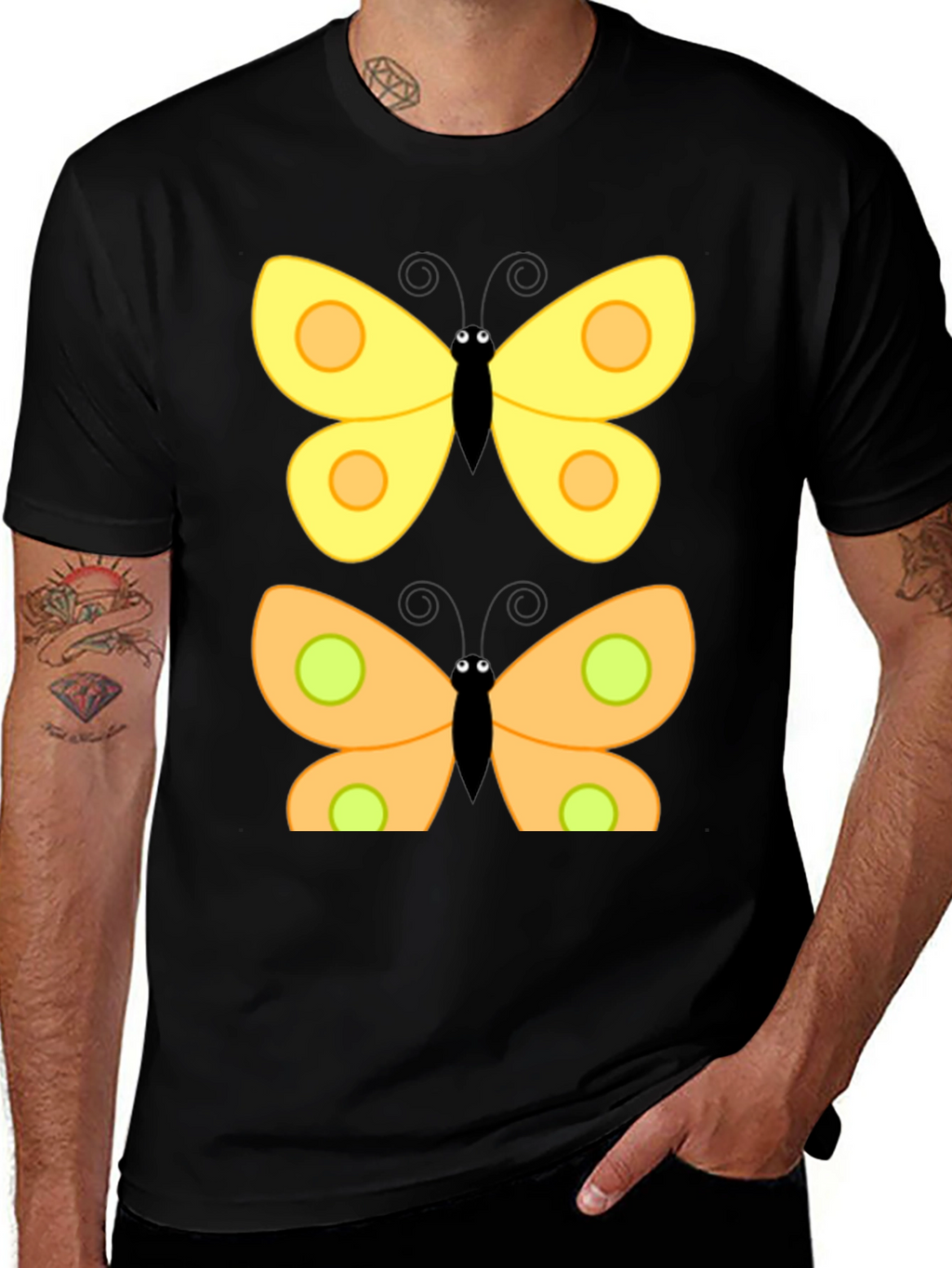 Butterfly Graphic Print Black T-Shirt