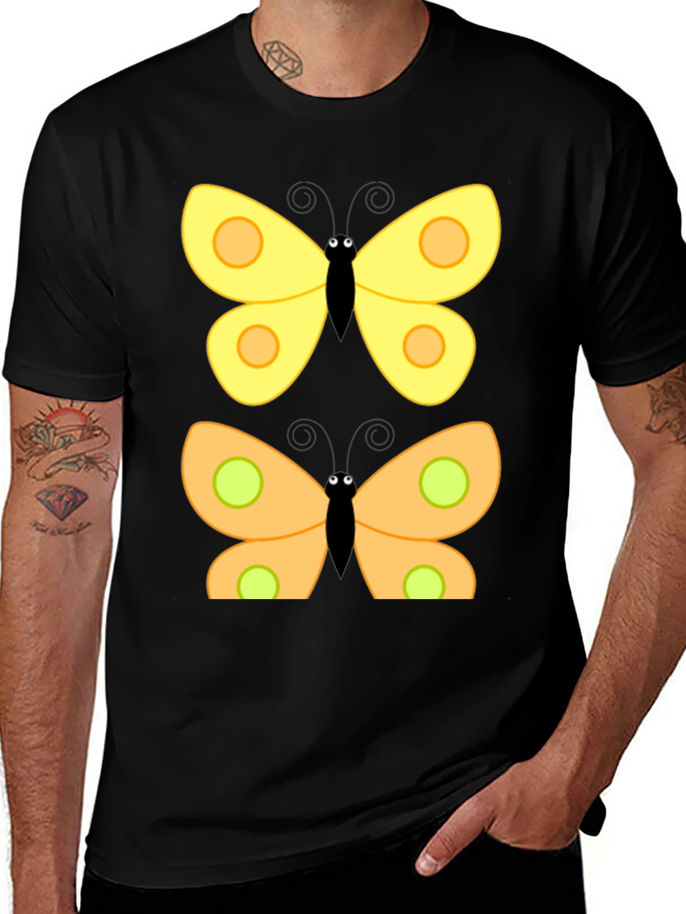 Butterfly Graphic Print Black T-Shirt