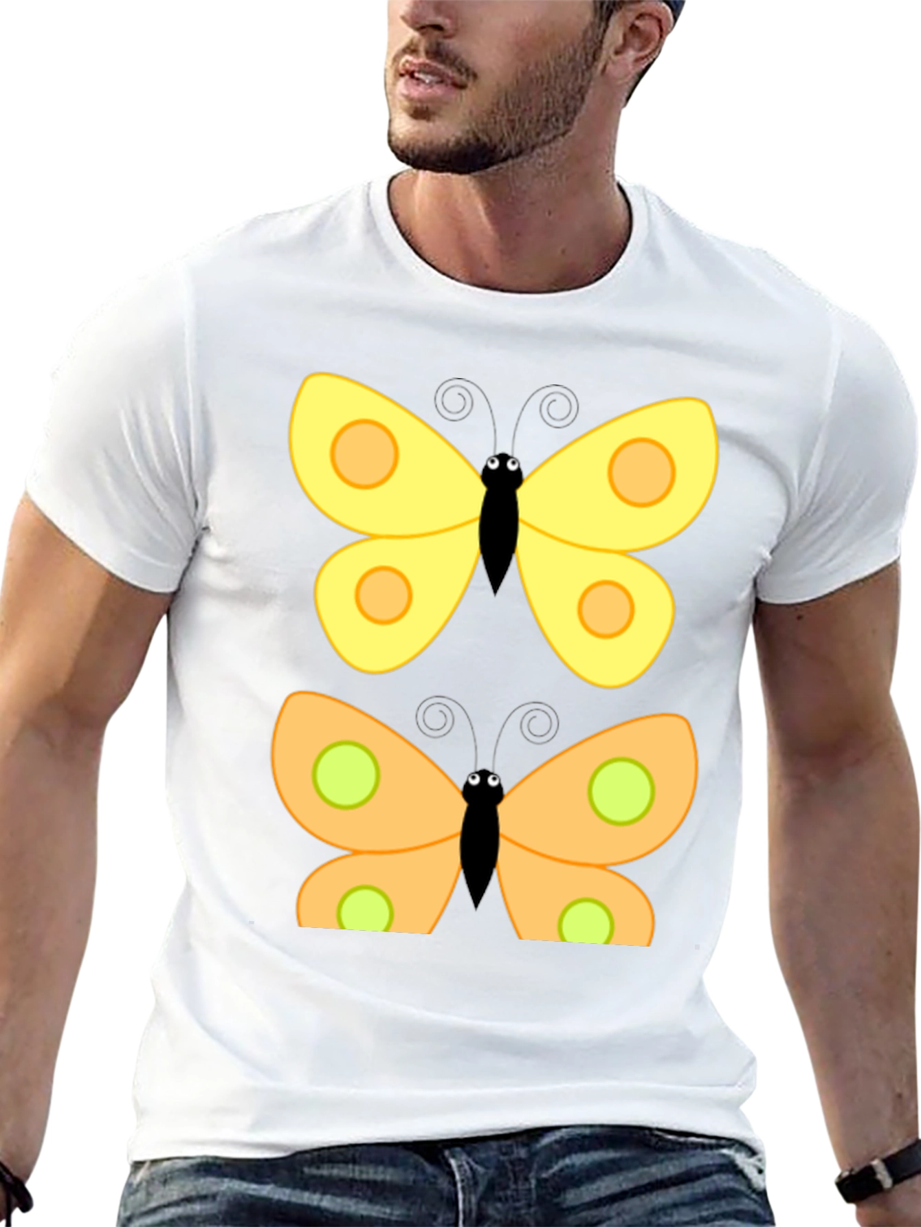 Butterfly Graphic Print Black T-Shirt