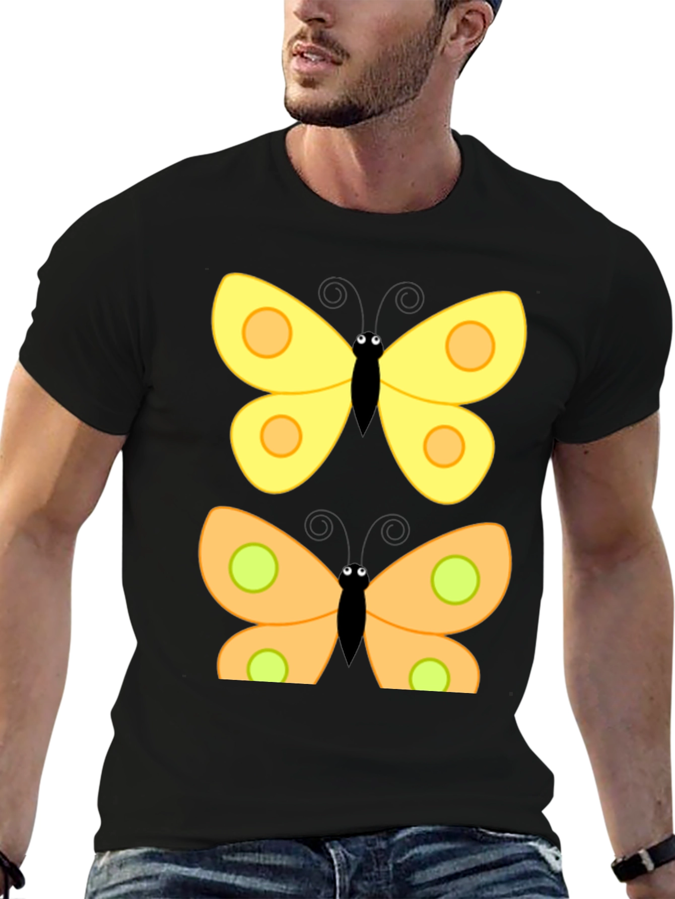 Butterfly Graphic Print Black T-Shirt