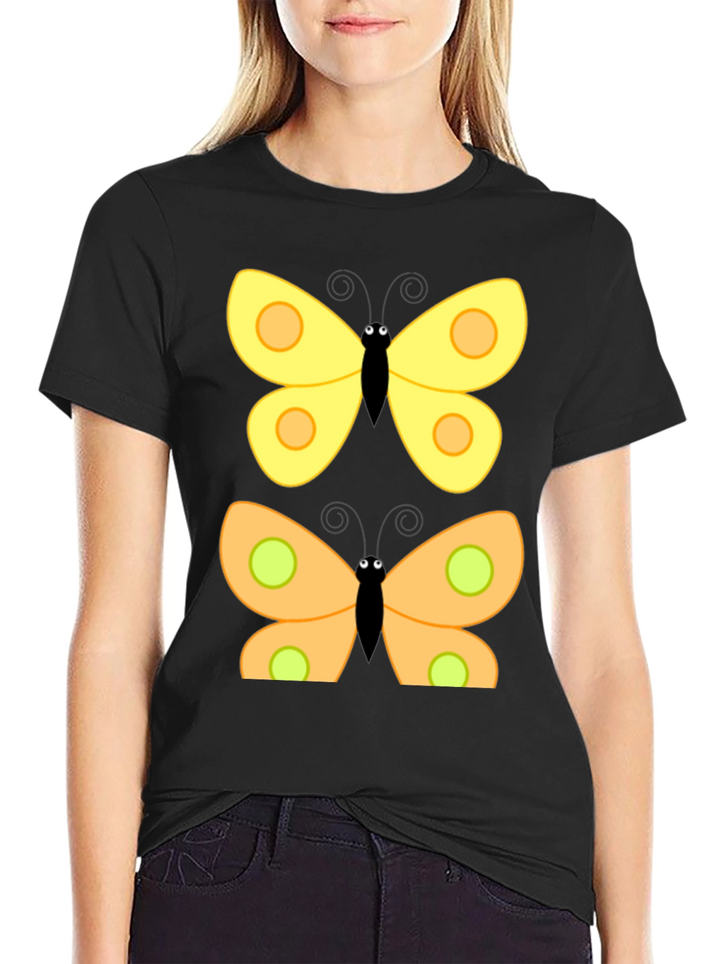 Butterfly Graphic Print Black T-Shirt
