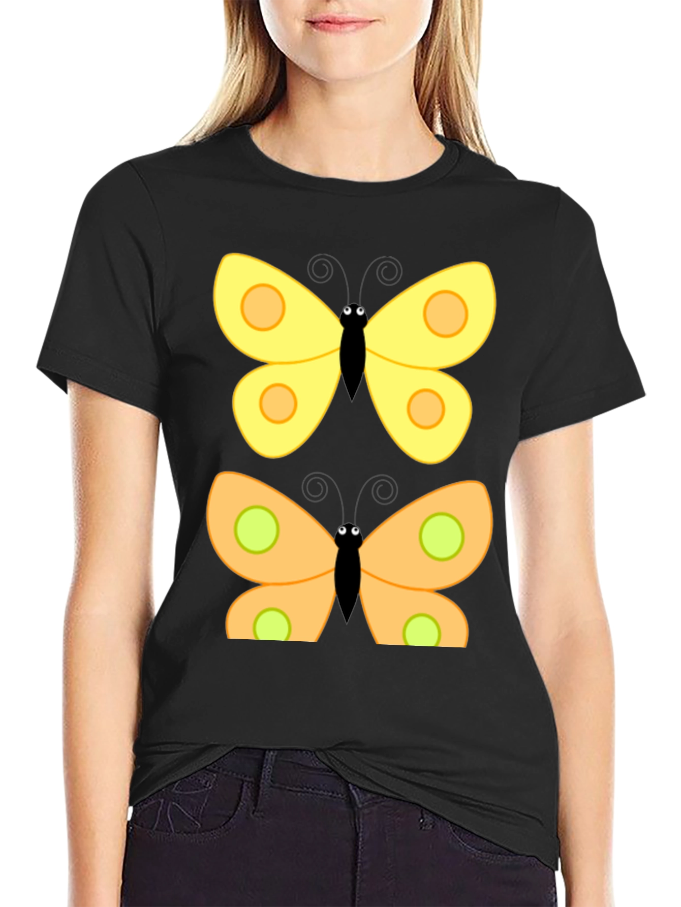 Butterfly Graphic Print Black T-Shirt