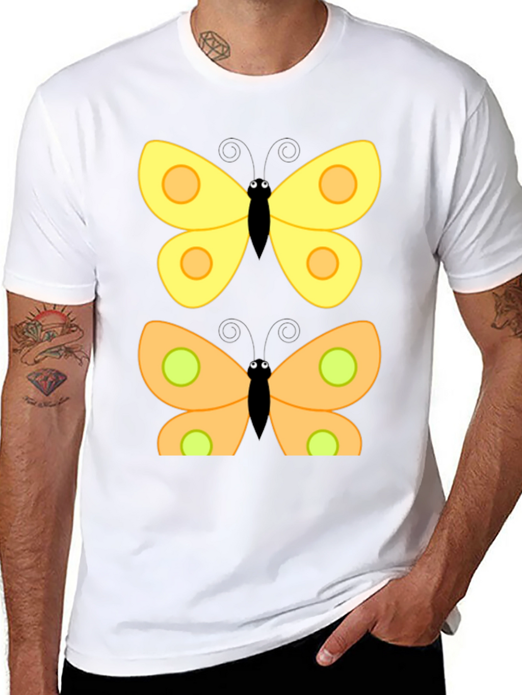Butterfly Graphic Print Black T-Shirt