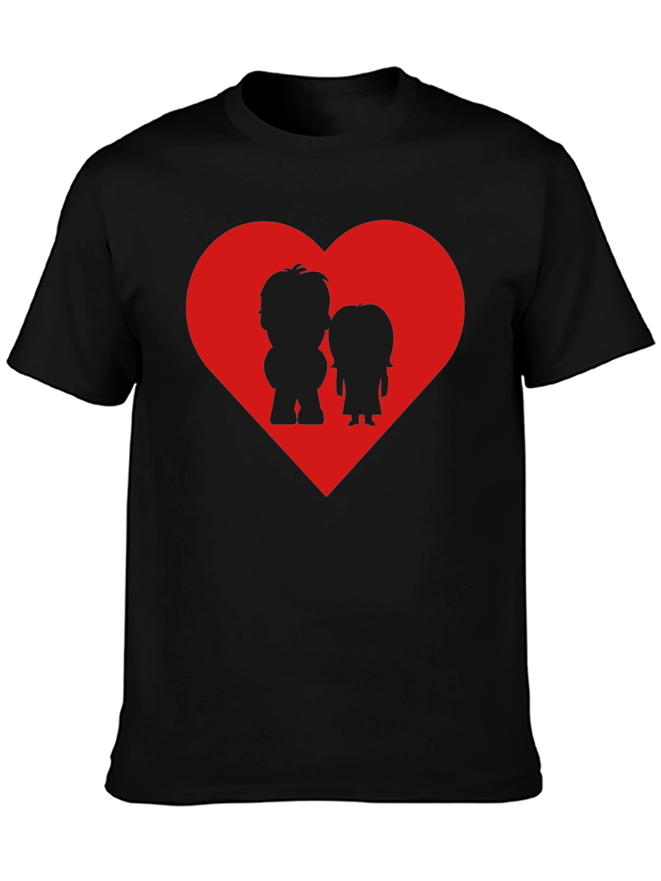 Couples Heart Graphic Tee - Black